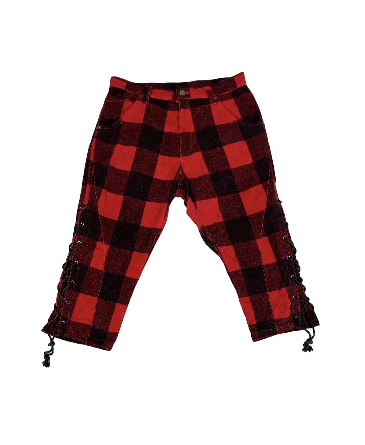 image of Ppfm Corduroy Checked Pants. S0226 in Red, Men's (Size 32)