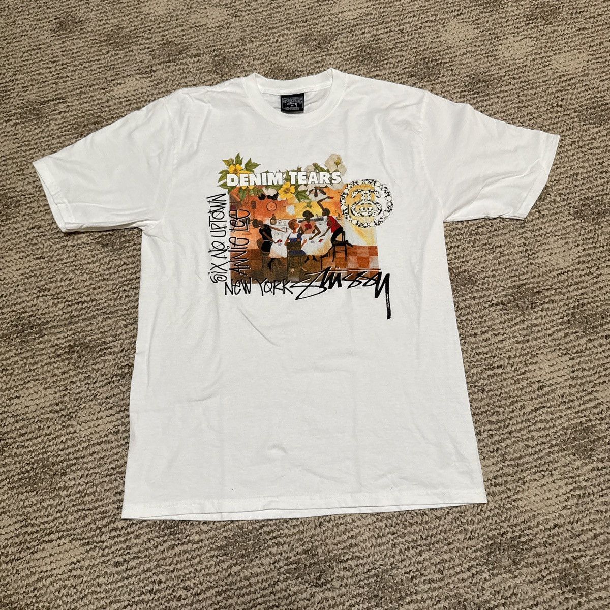 DENIM TEARS × Stussy Denim Tears x stüssy white graphic tee DENIM TEARS × Stussy Denim Tears x stüssy white graphic tee