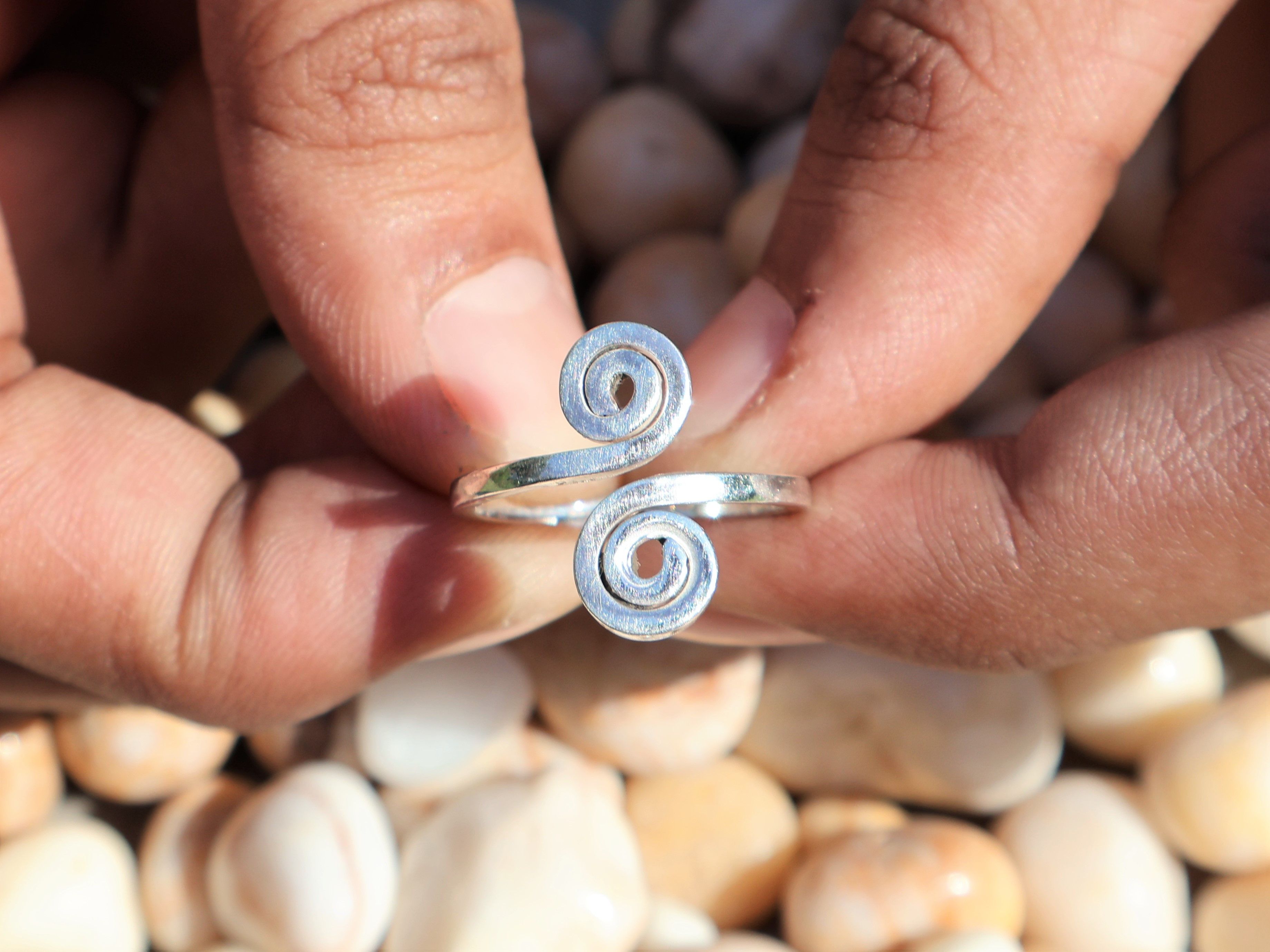 Handmade Spiral ring, Handmade Sterling silver ring, Gift For Her, Size ONE SIZE - 1 Thumbnail