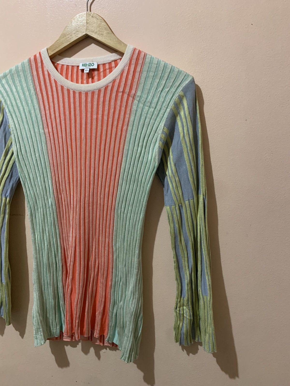 Kenzo Kenzo - Color Block - Ribbed Bell Sleeve - Sweater Size XS / US 0-2 / IT 36-38 - 9 Thumbnail