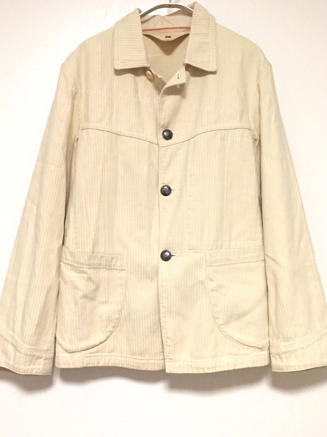 45rpm 45R Beige White Striped Workwear Shirt Size US M / EU 48-50 / 2 - 1 Thumbnail