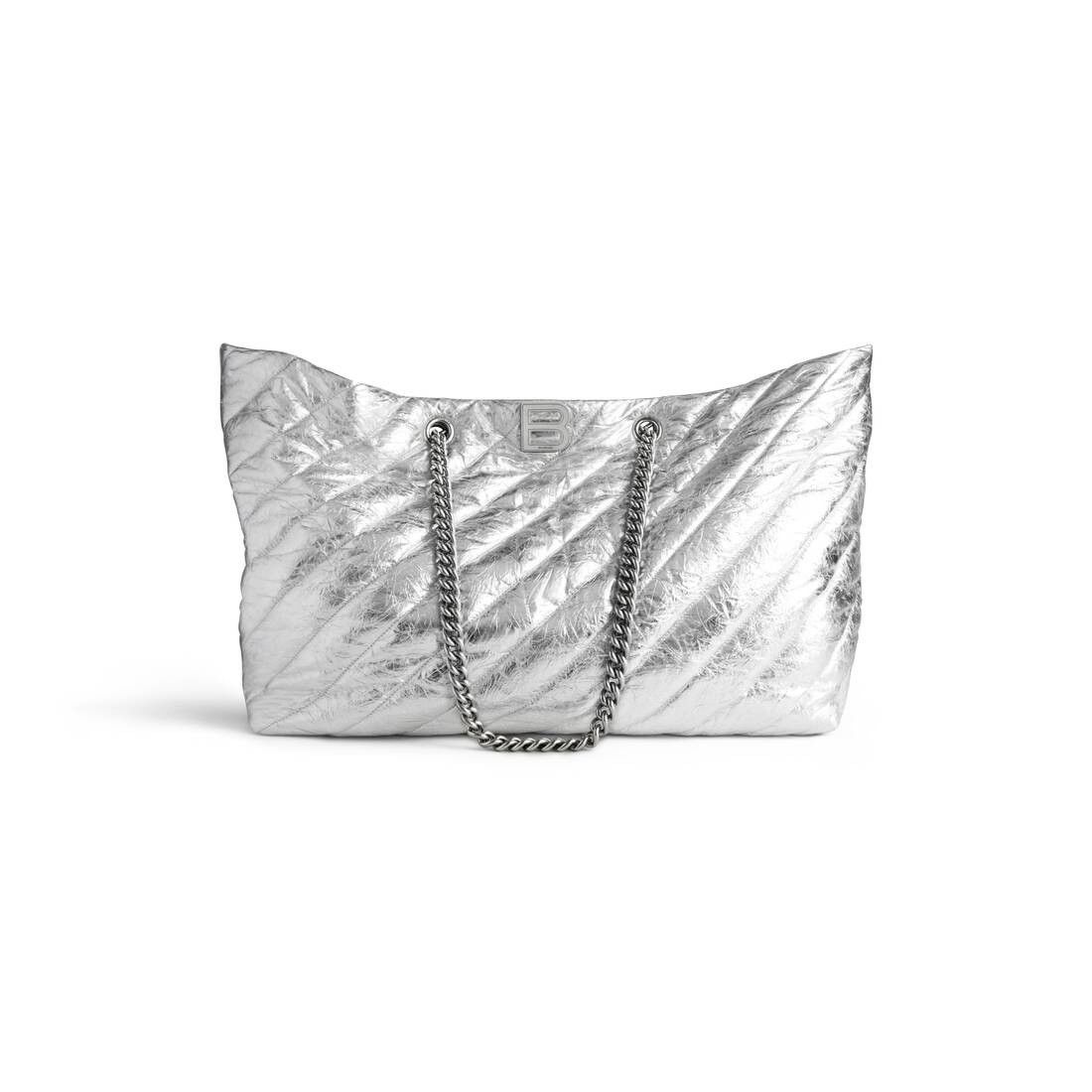 Balenciaga Crush Large Carry All Tote Bag Metallized Quilted in Silver Size ONE SIZE - 1 Thumbnail