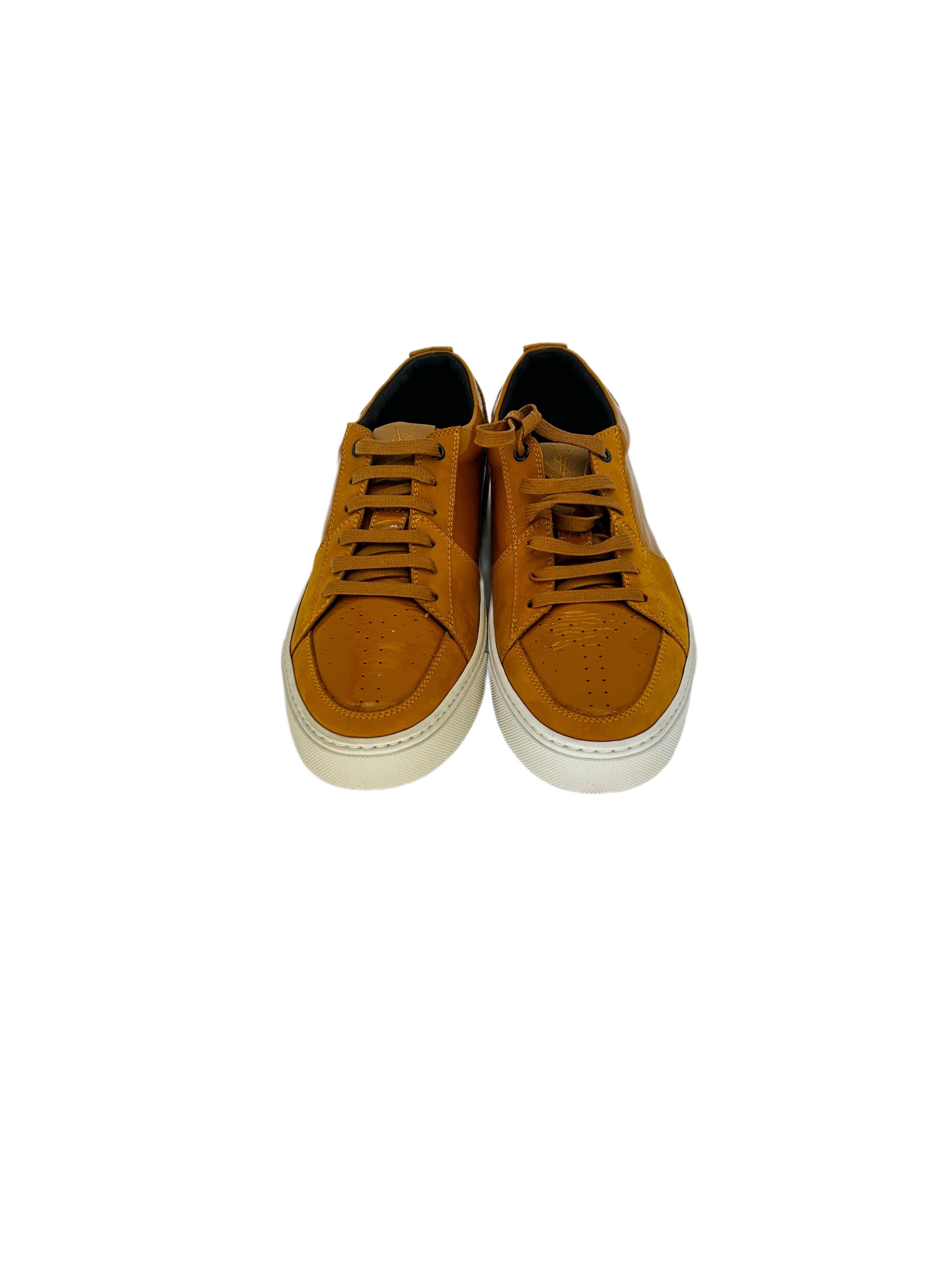 Yves Saint Laurent Yellow Patent & Nubuck Trainers Size US 7 / EU 40 - 3 Thumbnail