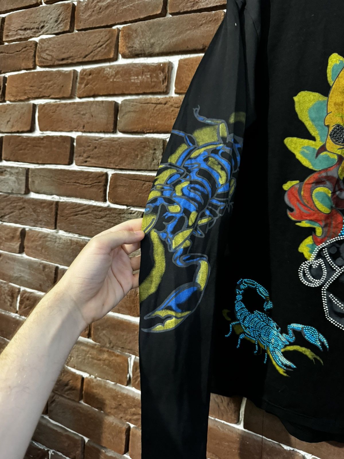 Christian Audigier Vintage Y2k Rhinestone Skull Scorpio Longsleeve Hype XL BLAC Size US XL / EU 56 / 4 - 4 Thumbnail