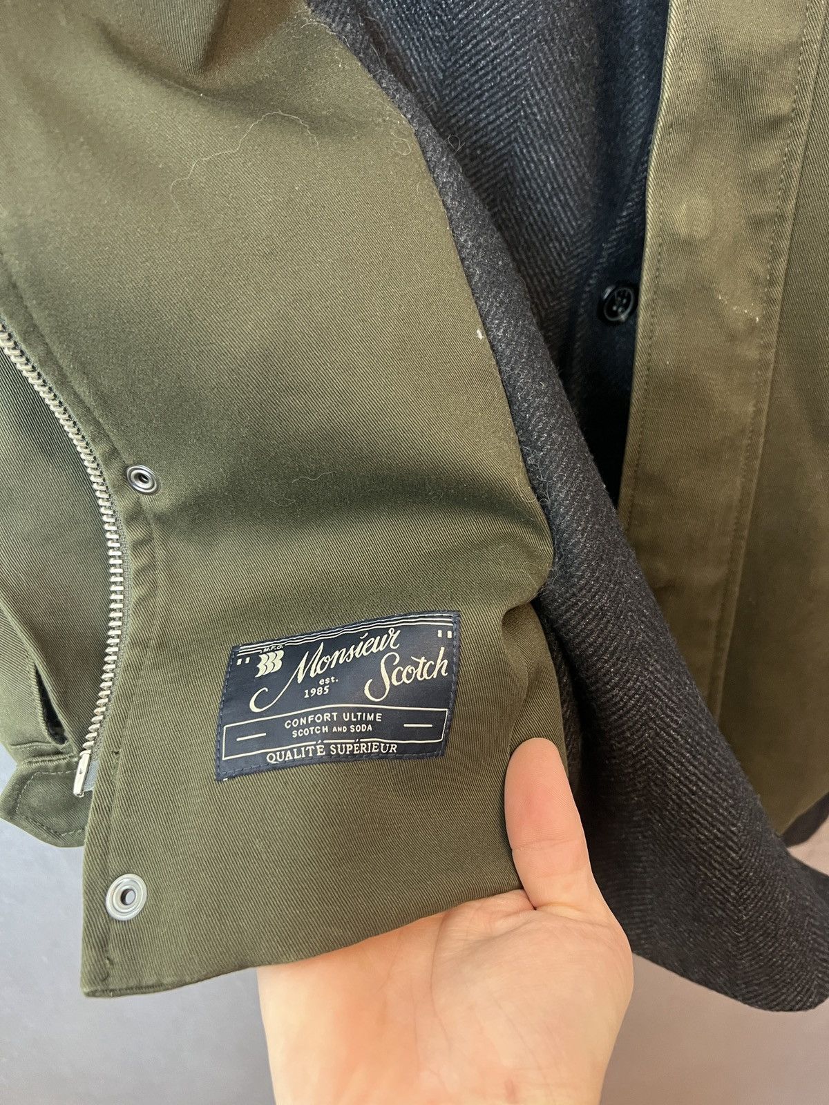 Scotch & Soda Scotch & Soda Double Layered Mens Olive/Gray Military Size L Size US L / EU 52-54 / 3 - 9 Thumbnail