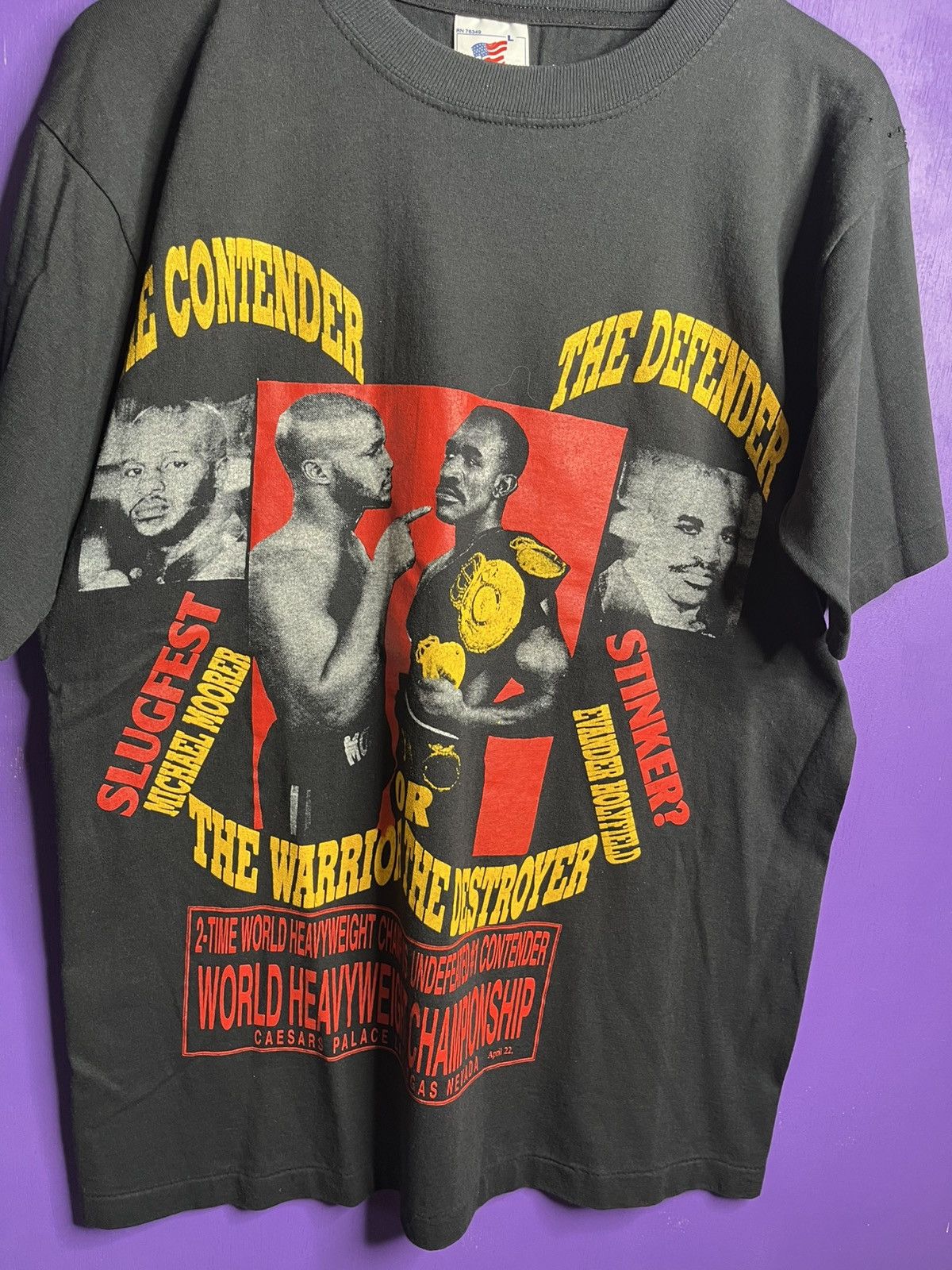 Vintage Vintage 90s Holyfield vs Moorer title fight t-shirt Size US L / EU 52-54 / 3 - 3 Thumbnail