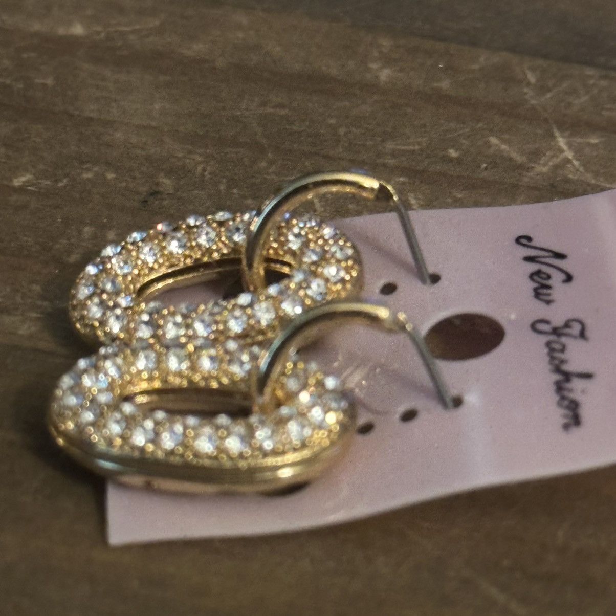 Other Gold tone paved oval dangle earrings Size ONE SIZE - 2 Thumbnail