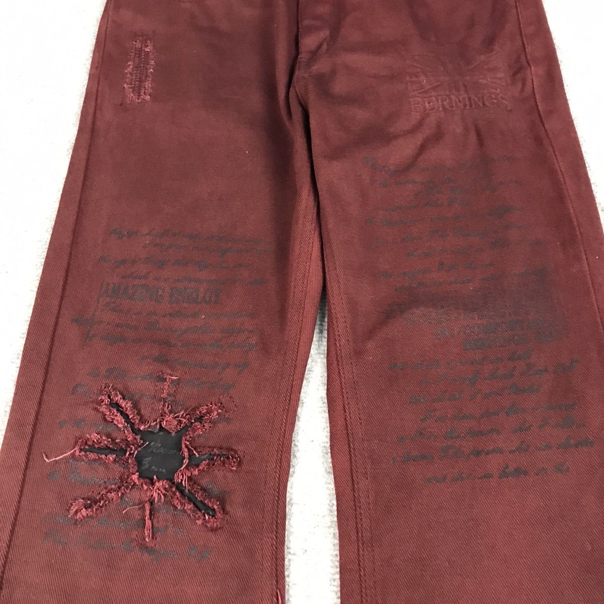 If Six Was Nine × Japanese Brand × Seditionaries BERNINGS SHO DARK RED PUNK PANTS Size US 31 - 4 Thumbnail
