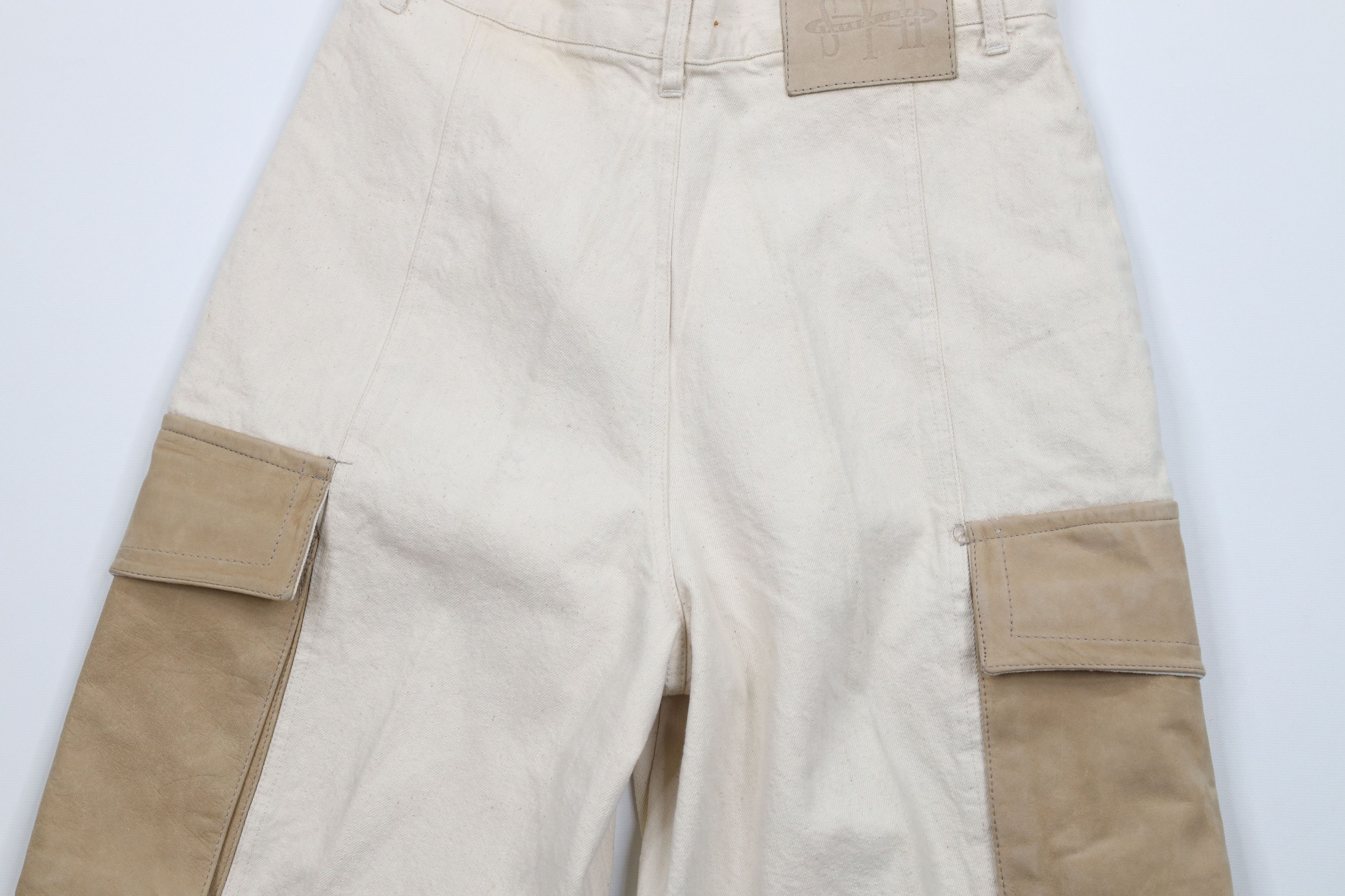 Vintage Deadstock Vintage 90s Streetwear Leather Denim Cargo Shorts Size US 29 - 11 Thumbnail