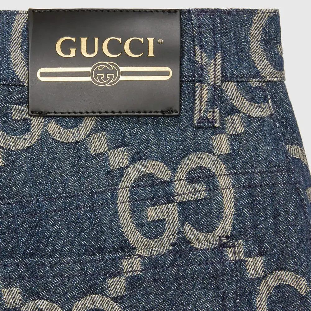 Gucci o1loc1c0925 Jumbo GG Denim Shorts in Indigo/Beige Size US 40 / EU 56 - 5 Thumbnail