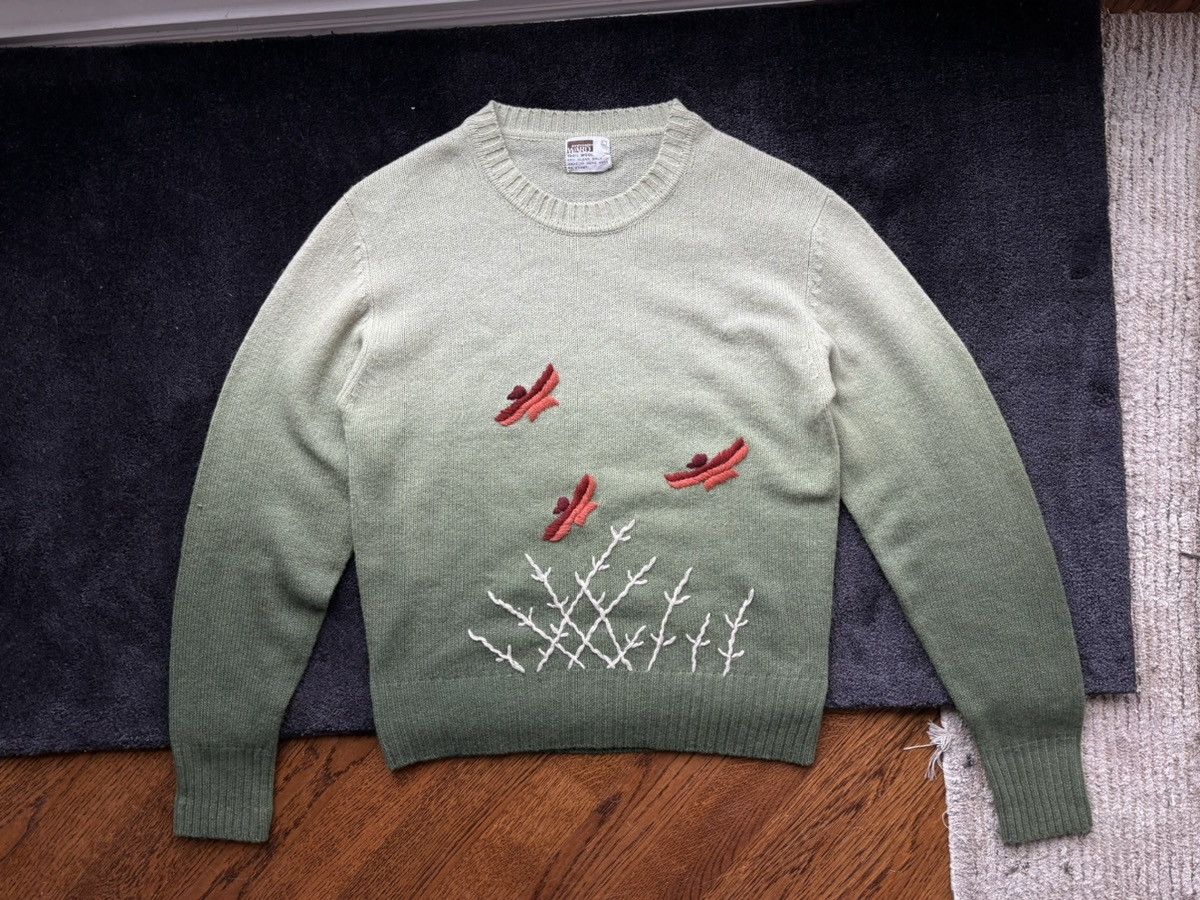 Sears × Vintage 70s Embroidered Vintage Wool Sweater Gradient Knit Pullover Size US M / EU 48-50 / 2 - 10 Thumbnail