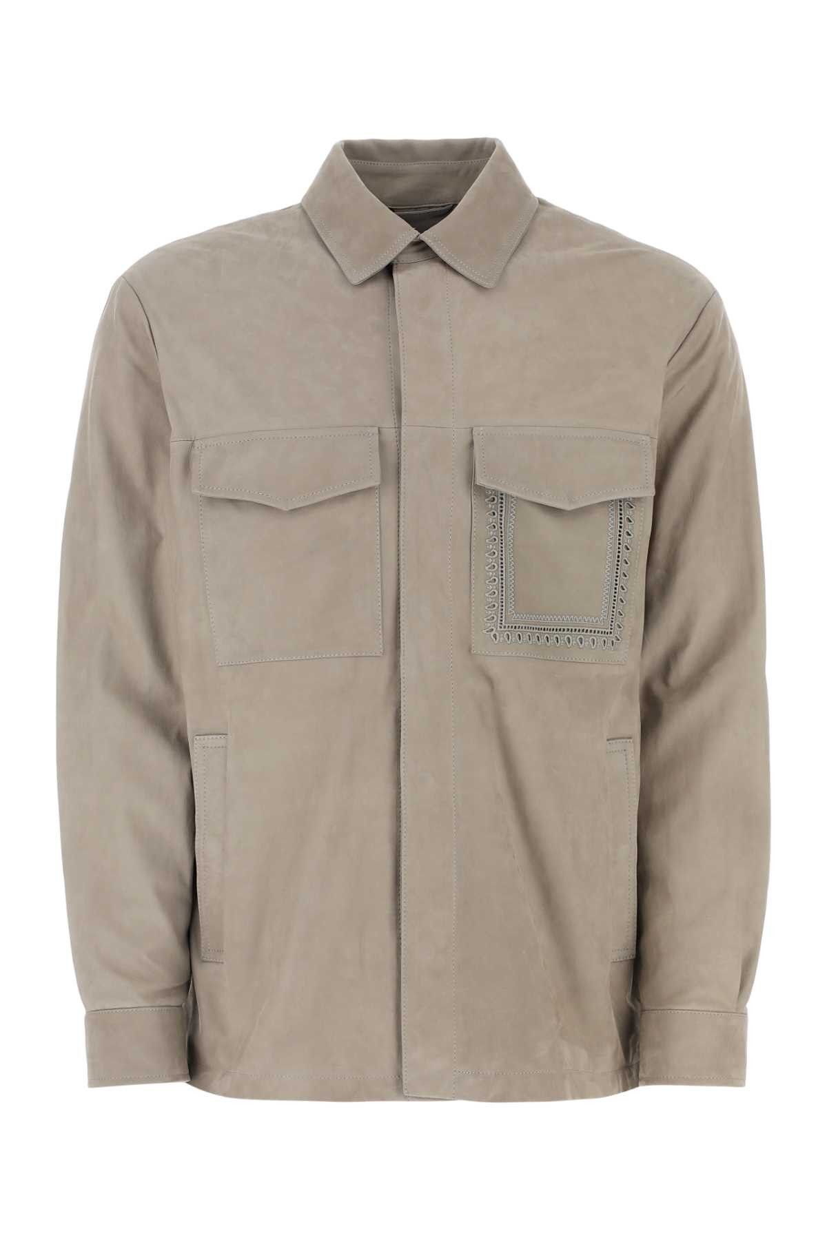 Etro Dove Grey Suede Shirt Size US M / EU 48-50 / 2 - 1 Thumbnail