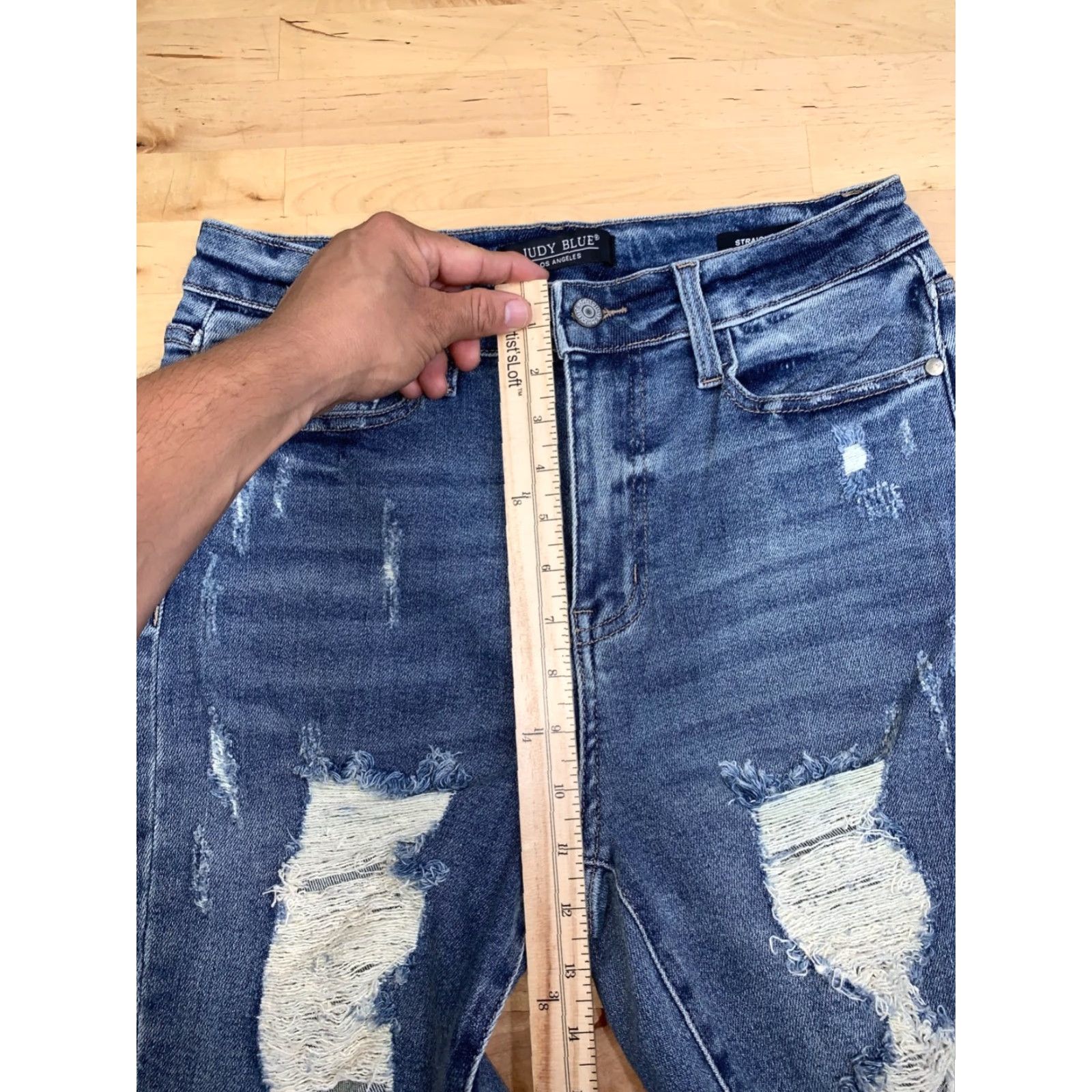 Vintage Judy Blue Jeans Womens 9 Straight Distressed 5-Pocket Blue Denim 29W 9 / 29 11934 Regular Pants Shirt? Size 30" / US 8 / IT 44 - 7 Thumbnail