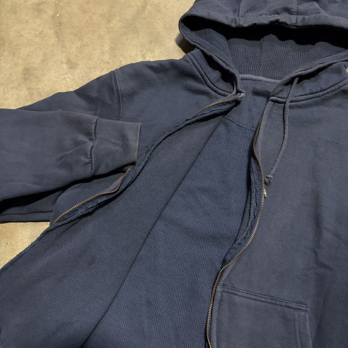 Vintage Vintage Thermal Lined Zip Up Hoodie Double Face Boxy Faded Size US XL / EU 56 / 4 - 6 Thumbnail