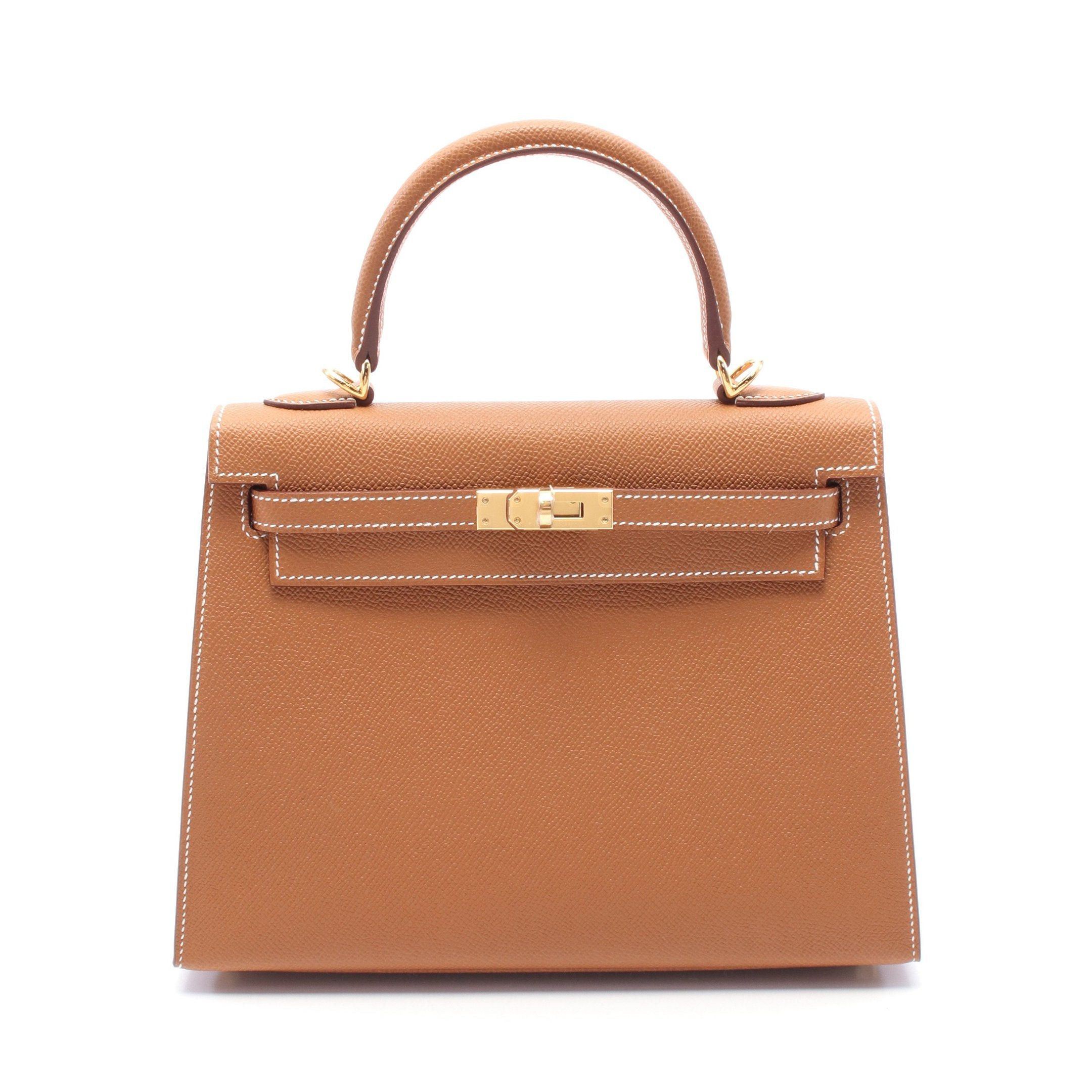 Hermes Hermes Kelly 25 Gold Handbag Veau Epsom Brown Hardware Outside Sewing Double Engraved Size ONE SIZE - 1 Thumbnail
