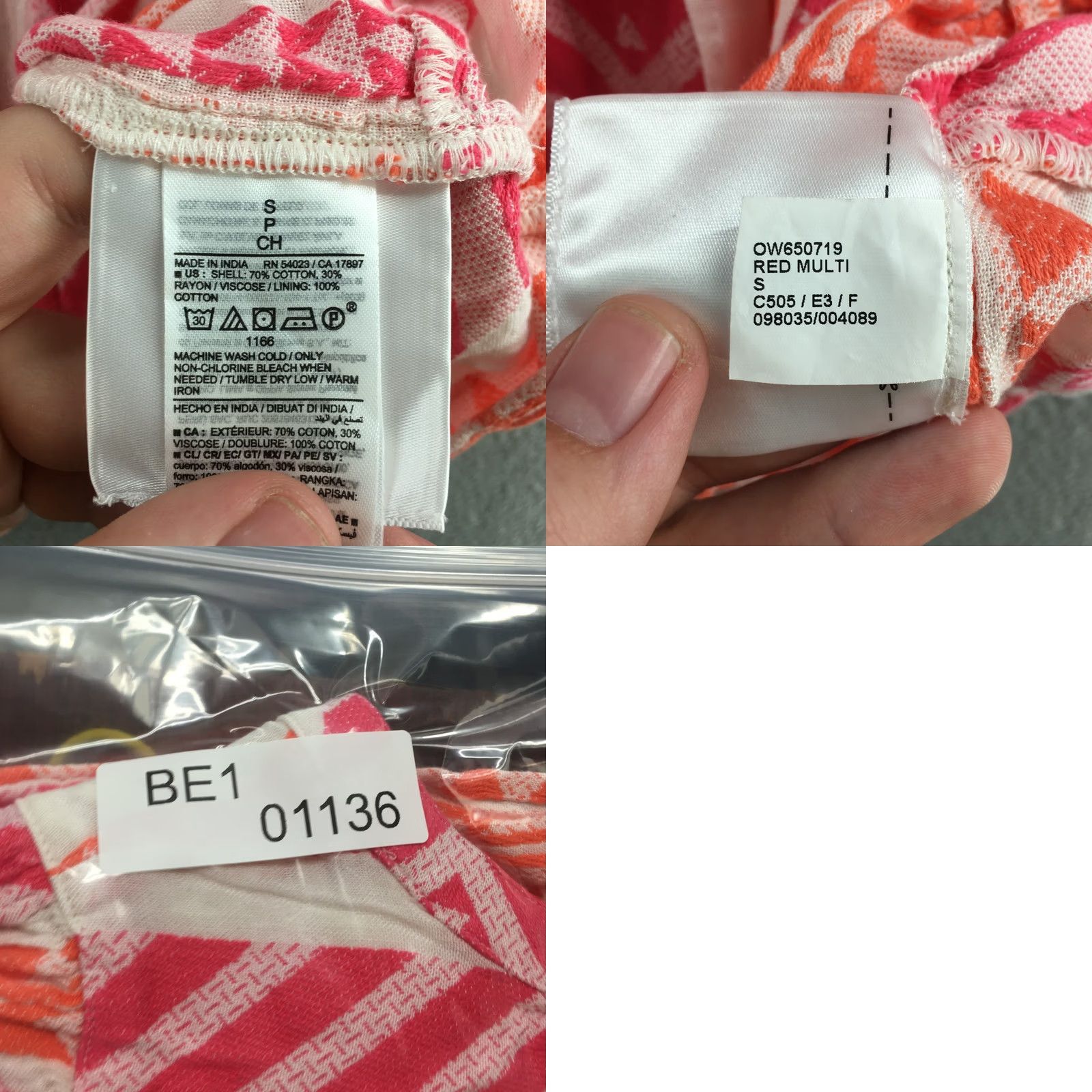 Old Navy Old Navy Blouse Womens Small Pink Orange White Split Neck Boho Geometric Top NEW Size S / US 4 / IT 40 - 9 Thumbnail