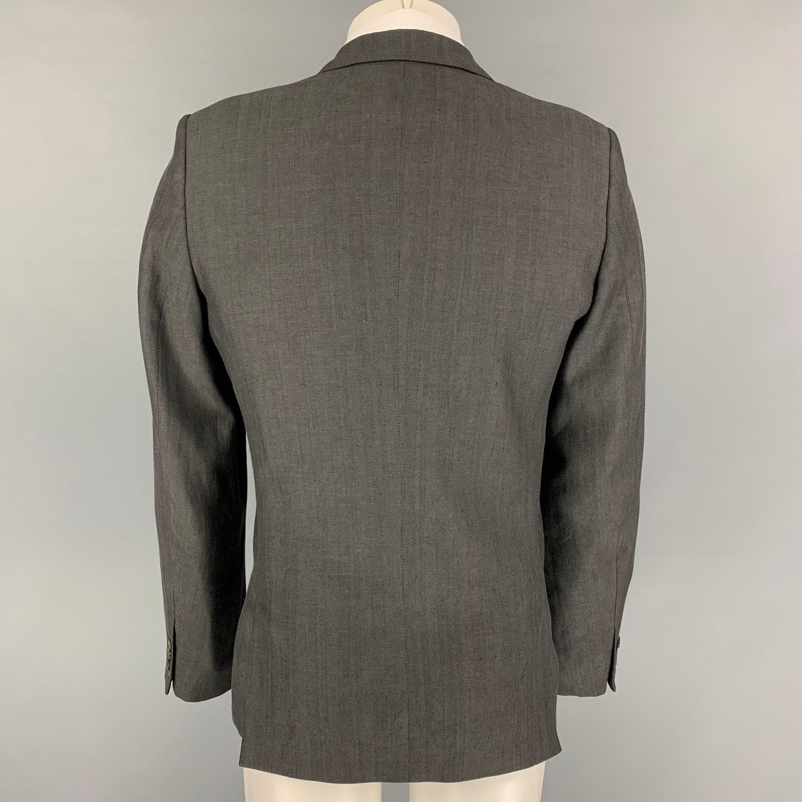 Calvin Klein Size 38 Charcoal Wool Linen Sport Coat Size 38R - 3 Thumbnail