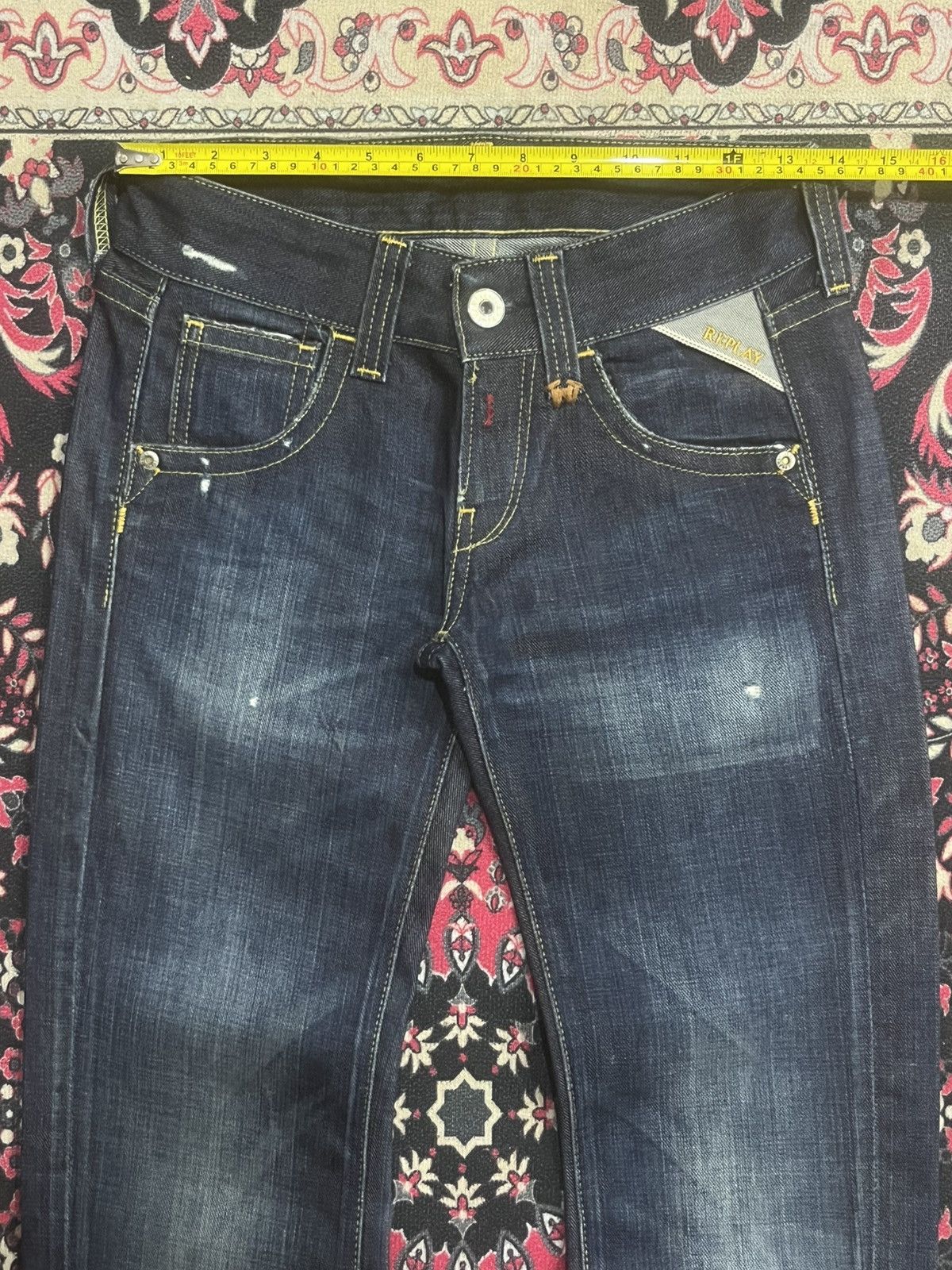 Replay Vintage Replay Dark Blue Faded Washed Frayed Leg Flare Jeans Size 26" / US 2 / IT 38 - 14 Thumbnail