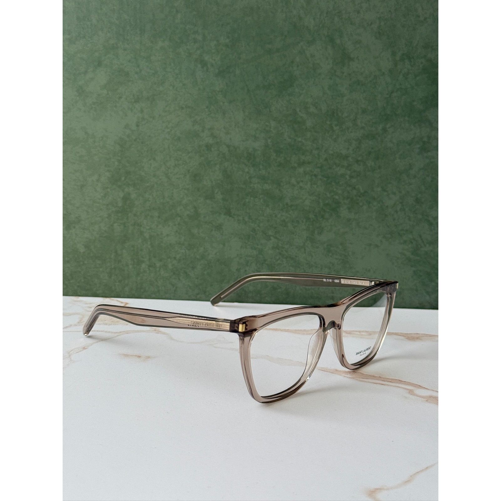 Saint Laurent Paris NEW Saint Laurent SL518 Transparent Beige Eyeglasses Frames Size ONE SIZE - 7 Thumbnail