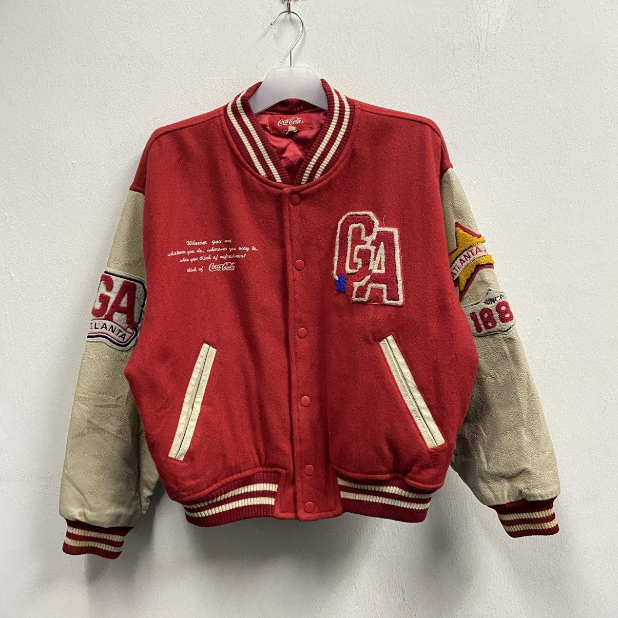Coca Cola Vintage Coca-Cola 'GA Atlanta' Wool Leather Varsity Jacket Size US S / EU 44-46 / 1 - 2 Thumbnail