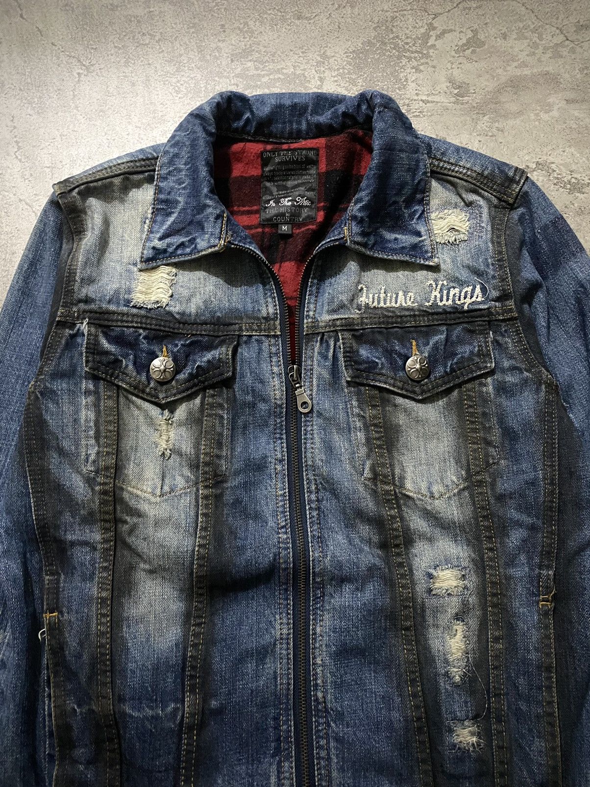 In The Attic In The Attic Coated Grunge Poem Distressed Denim Jacket Size US M / EU 48-50 / 2 - 3 Thumbnail