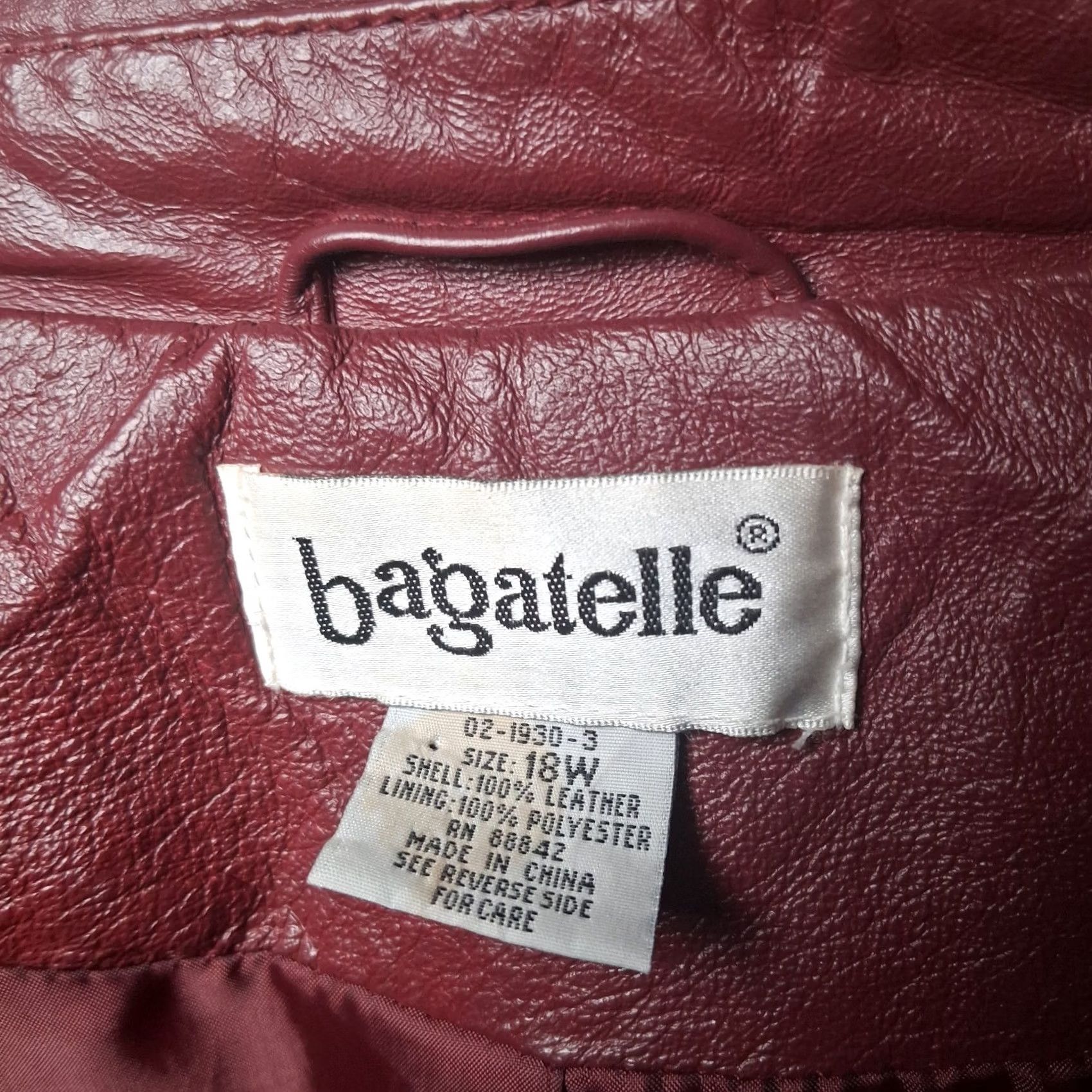 Vintage VINTAGE Bagatelle Jacket Leather Burgundy Button Up Belted Adult Womens Size 18 Size XXL / US 16-18 / IT 52-54 - 7 Thumbnail