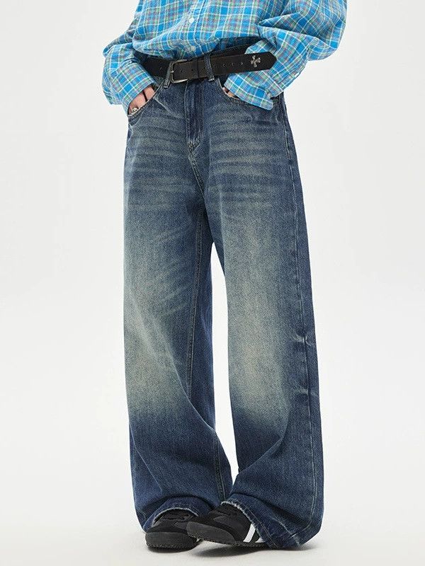 Vintage Men's Retro Loose-Fit Washed Straight-Leg Jeans Size US 32 / EU 48 - 2 Thumbnail