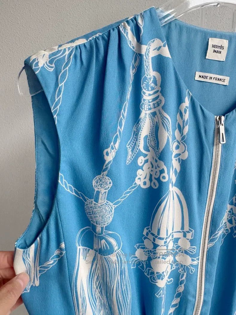 Hermes Hermes Blue chain print silk vest, 100% mulberry silk fabr Size XS / US 0-2 / IT 36-38 - 6 Thumbnail