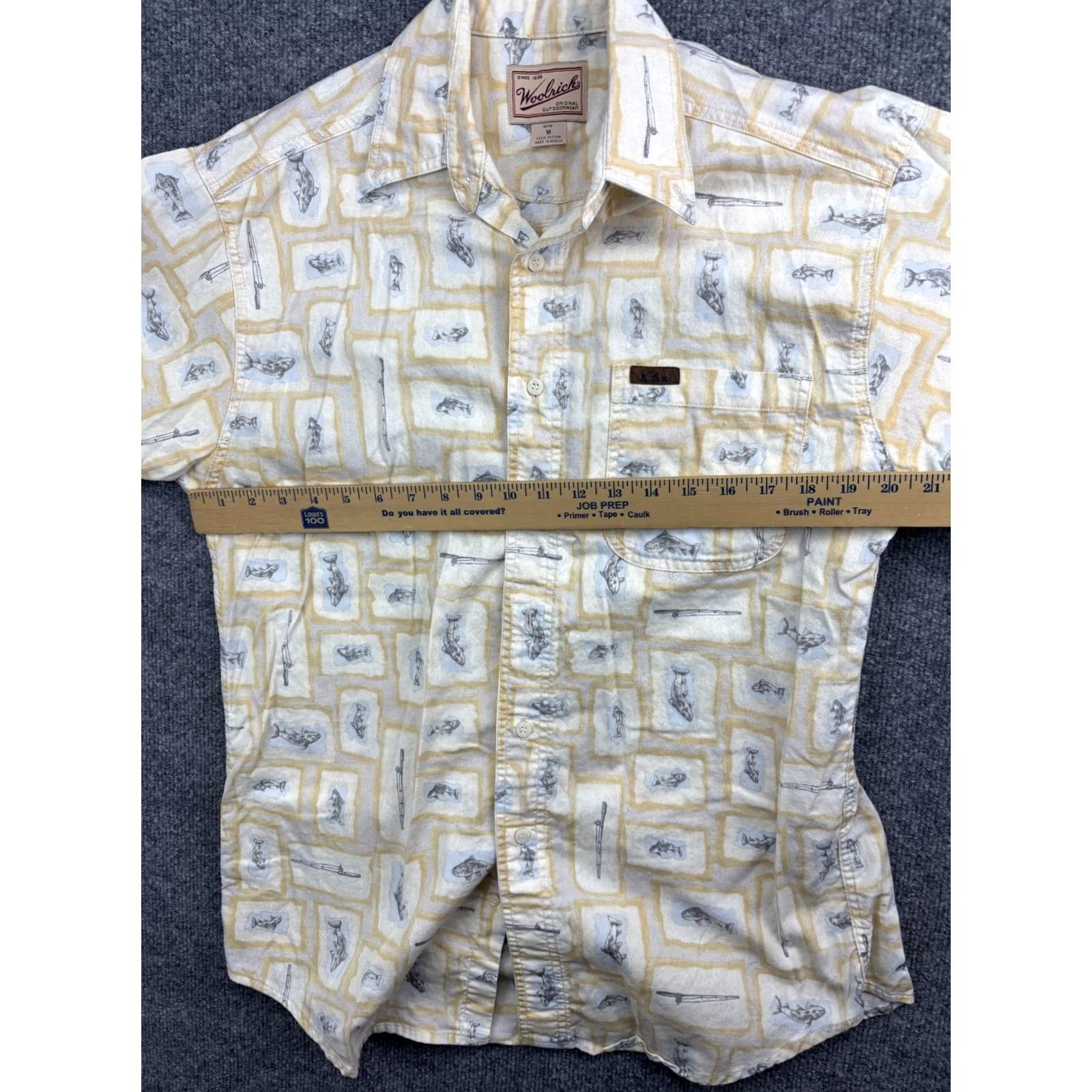 Vintage VINTAGE Woolrich Shirt Men M Beige Fish All Over Print Button Up Size US M / EU 48-50 / 2 - 3 Thumbnail