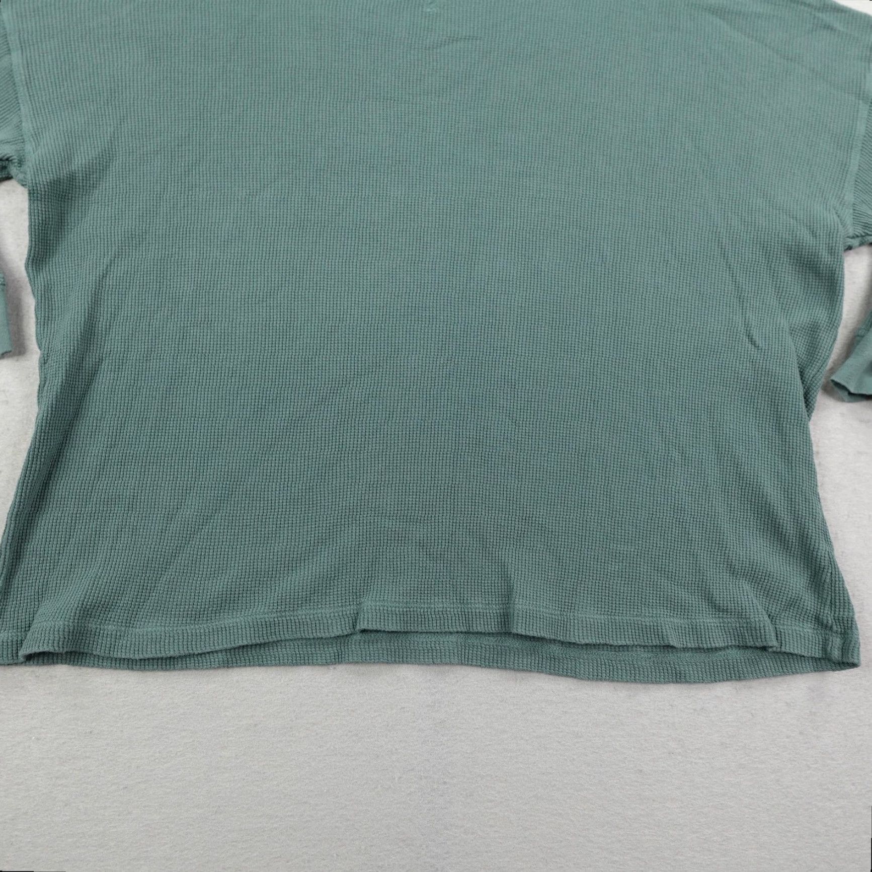 Free People Free People T-Shirt Women Small Green Waffle Knit Thermal Oversized Knit Cotton Bohemian Outdoor Womens Size S / US 4 / IT 40 - 3 Thumbnail