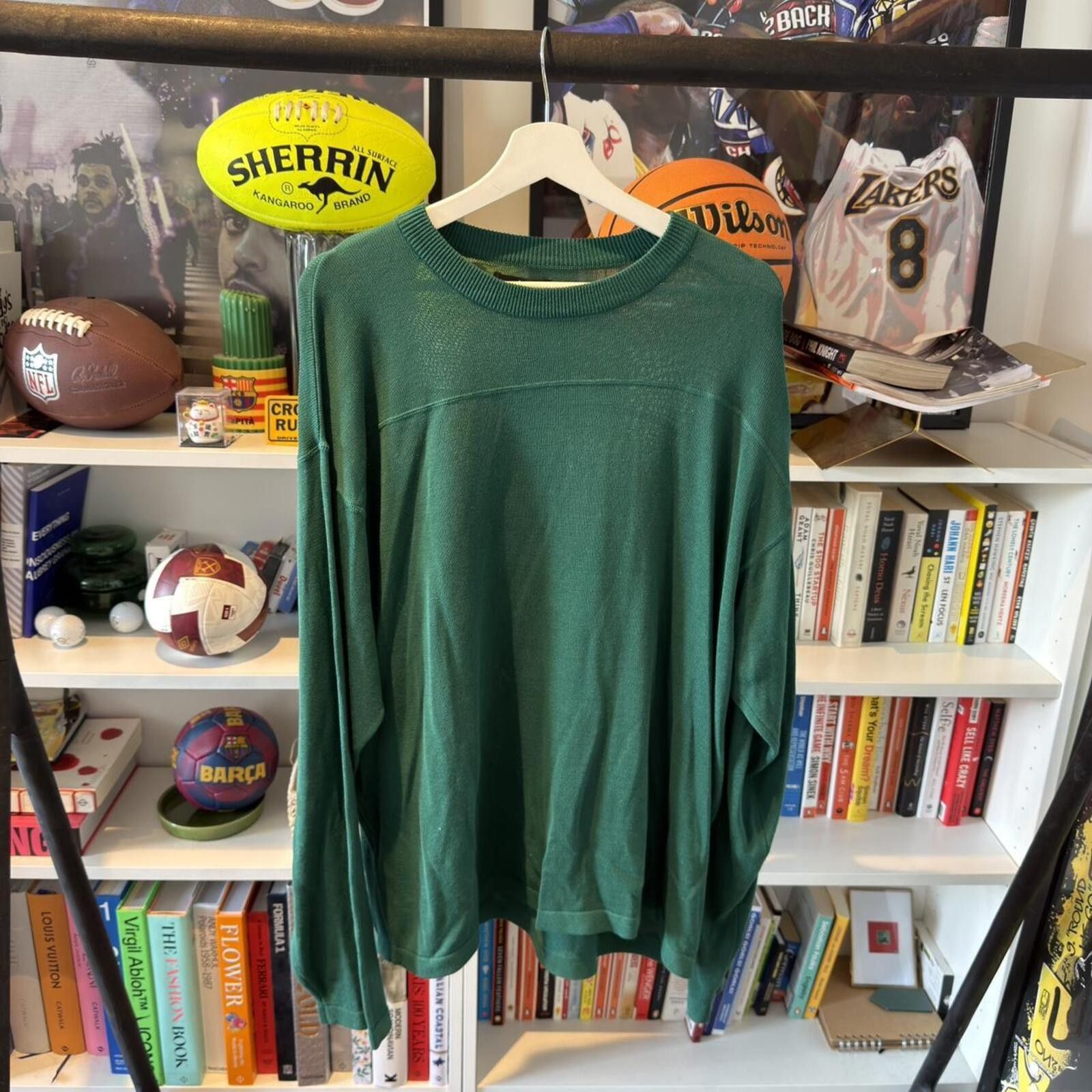 Stussy Stüssy green long sleeve football sweater Size US XL / EU 56 / 4 - 3 Thumbnail
