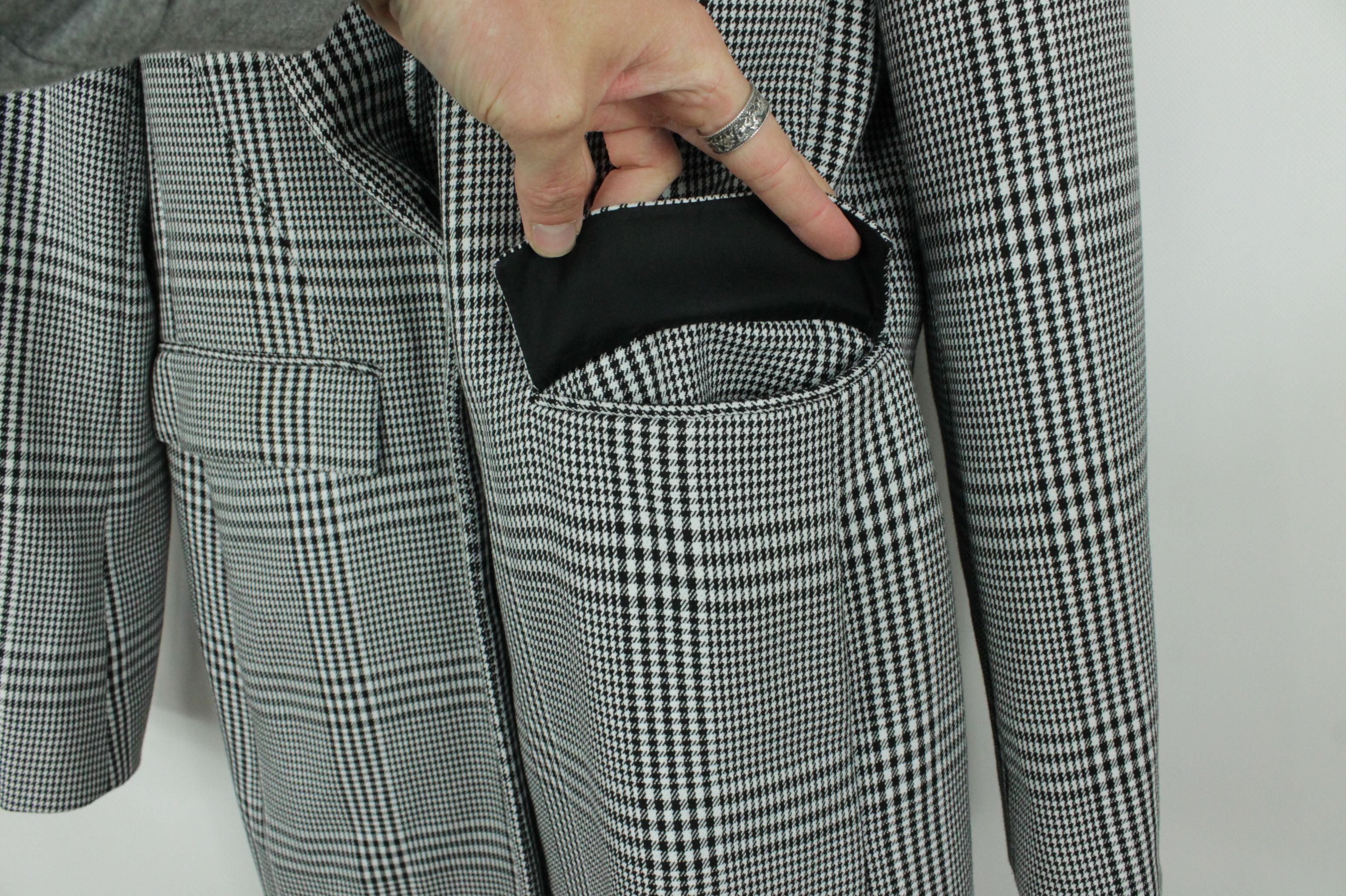Hugo Boss Hugo Boss Houndstooth Check Wool Mid-Weight Coat Size L / US 10 / IT 46 - 4 Thumbnail