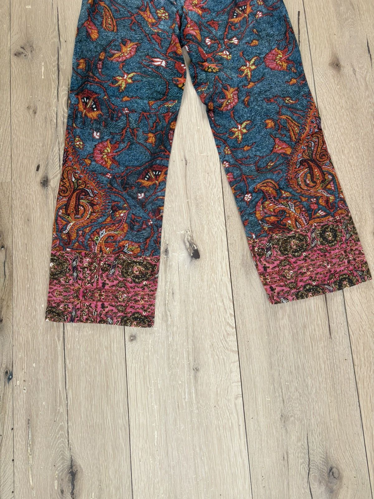 Figue Beautiful Figue Silk Bohemian Wide Leg Pants in Teal Floral Size 28" / US 6 / IT 42 - 7 Thumbnail
