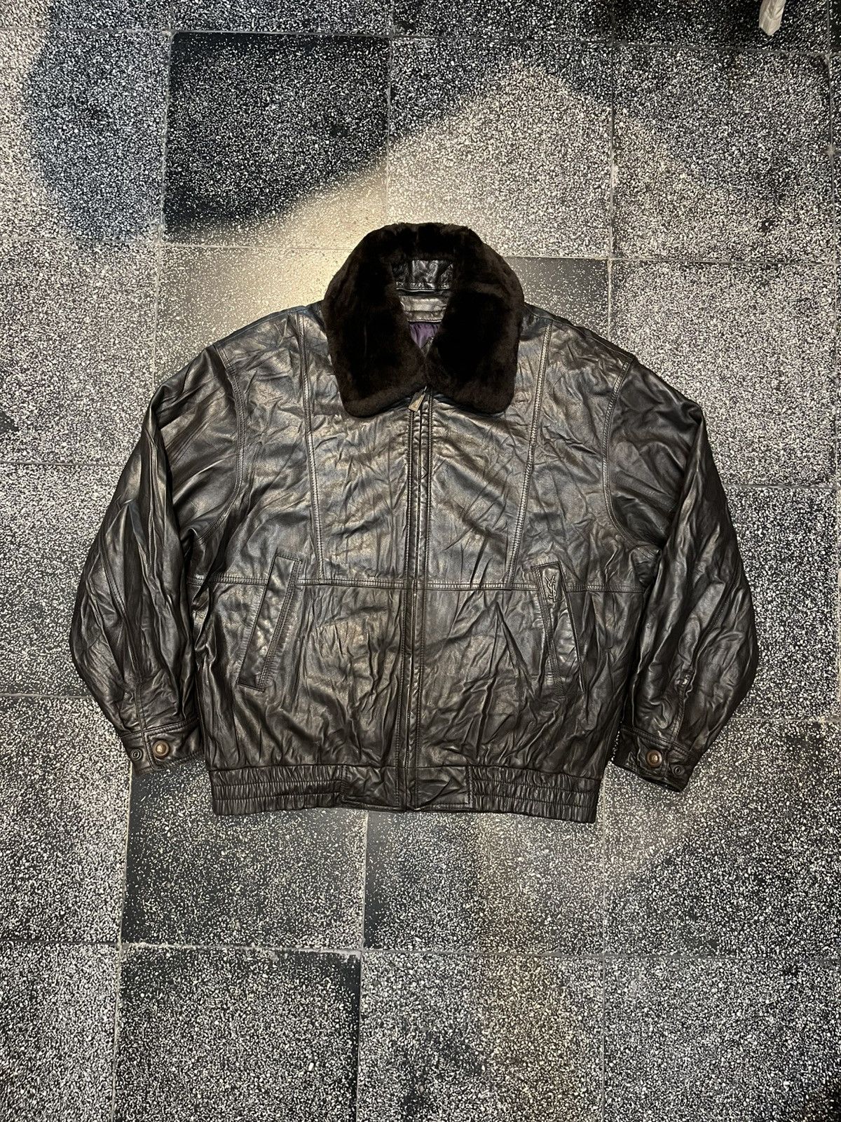 Yves Saint Laurent VINTAGE YSL YVES SAINT LAURENT STRETCH LEATHER JACKET BLACK! Size US L / EU 52-54 / 3 - 1 Thumbnail