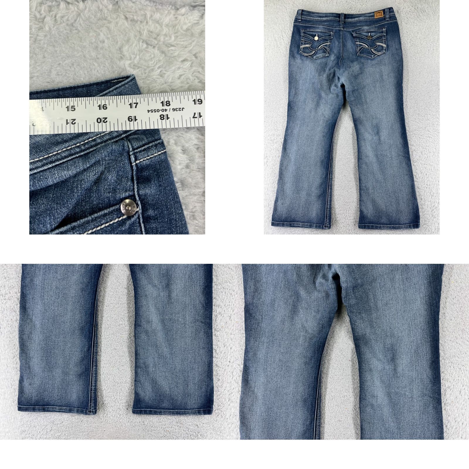 Vintage Maurices Jeans Womens 17 Blue Denim Flared Hipster 34x26 Cotton Stretch Distressed Medium Wash 5-Pocket Regular Rise Mens? Wait. Size 38" / US 16 / IT 52 - 9 Thumbnail