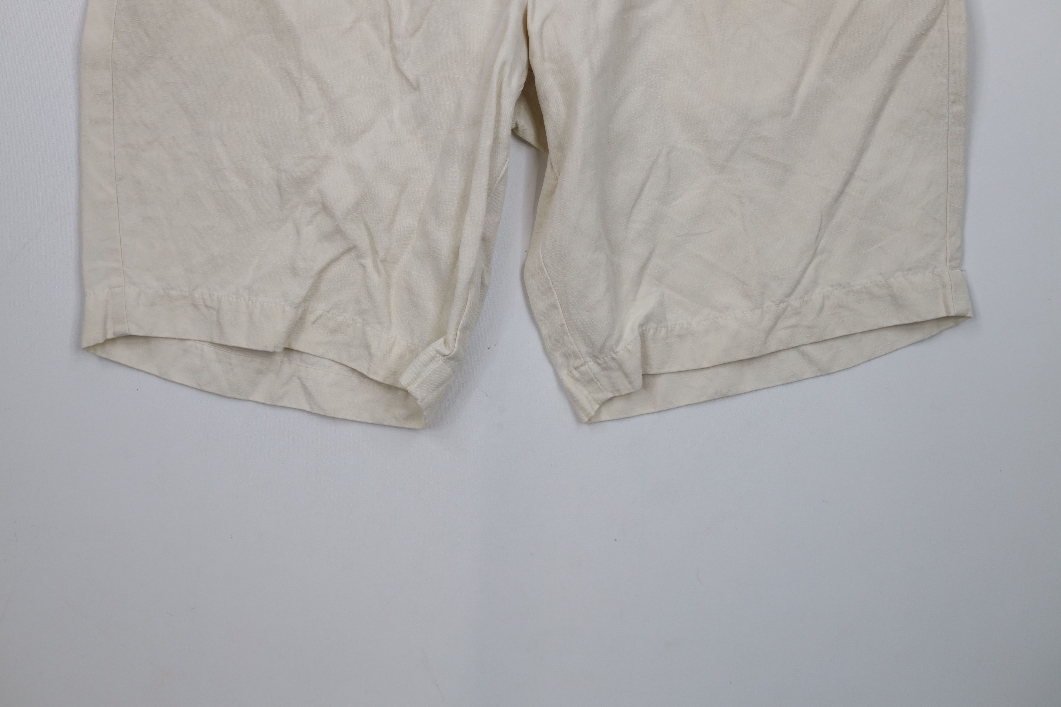 Tommy Bahama × Vintage Tommy Bahama Silk Linen Above Knee Chino Shorts Cream Size US 34 / EU 50 - 4 Thumbnail