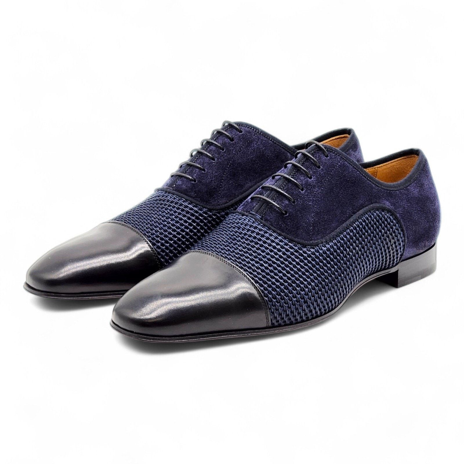 Christian Louboutin Greggo Leather And Suede Oxford Shoes Blue Eu 41.5 / Us 8.5, Men's