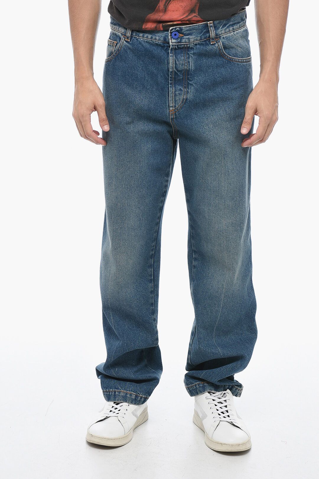 Marcelo Burlon og1mm0824 Regular Fit Stone Washed Jeans in Blue Size US 30 / EU 46 - 1 Thumbnail