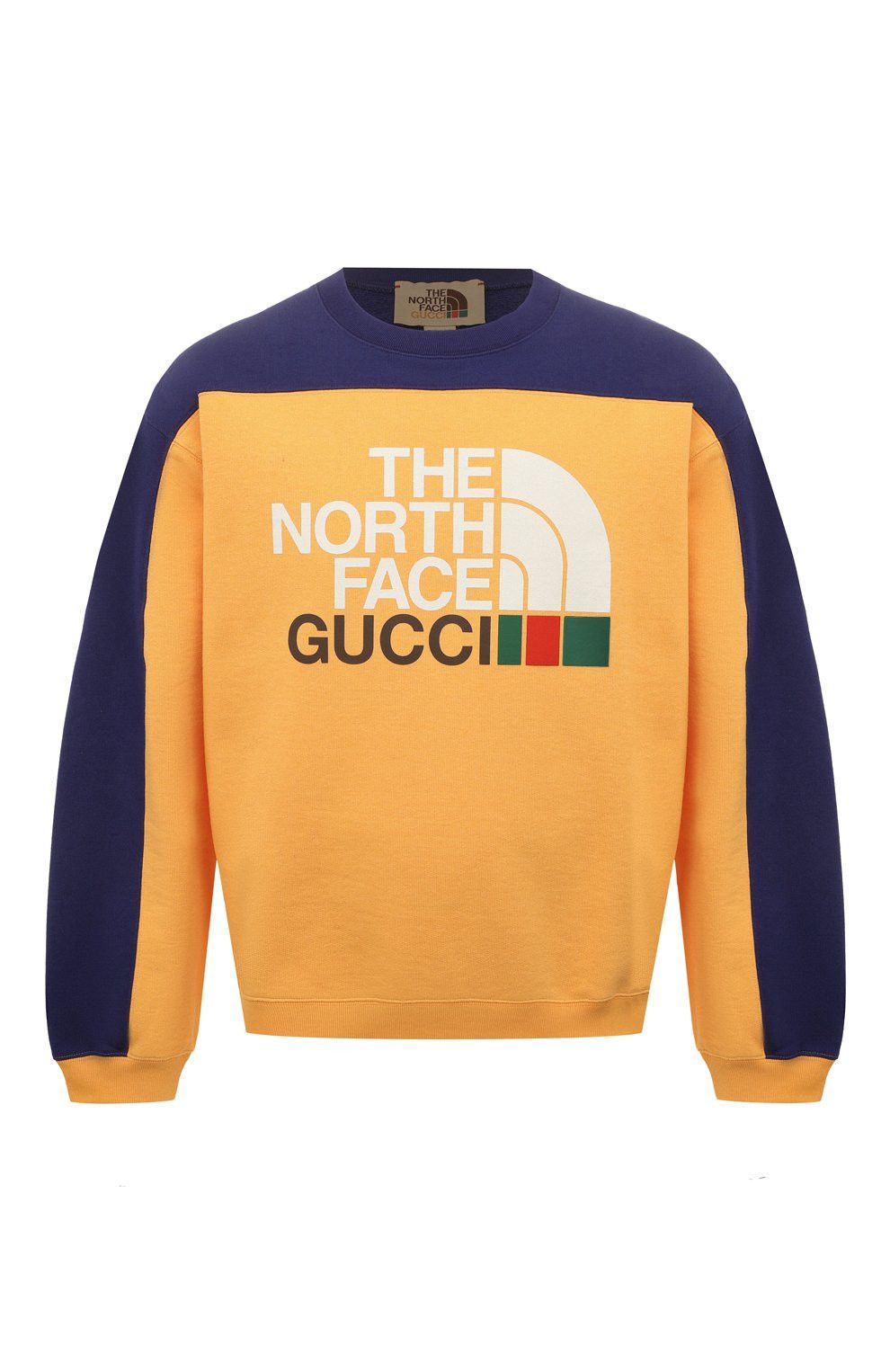 image of Gucci X North Face Blue Yellow Logo Print Sweatshirt Medium, Men's