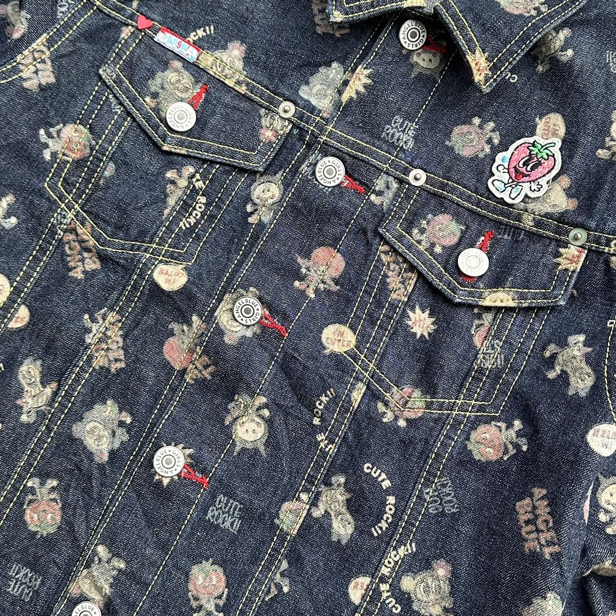 Angel Blue × Hysteric Glamour × Japanese Brand 2000s Angel Blue Printed Cute Rock Denim Jacket Size M / US 6-8 / IT 42-44 - 4 Thumbnail