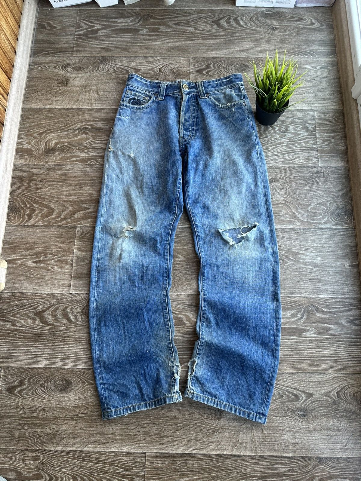 Firetrap 🔥 Vintage Firetrap Distressed Denim Japanese Baggy Jeans Y2K Size US 30 / EU 46 - 5 Thumbnail