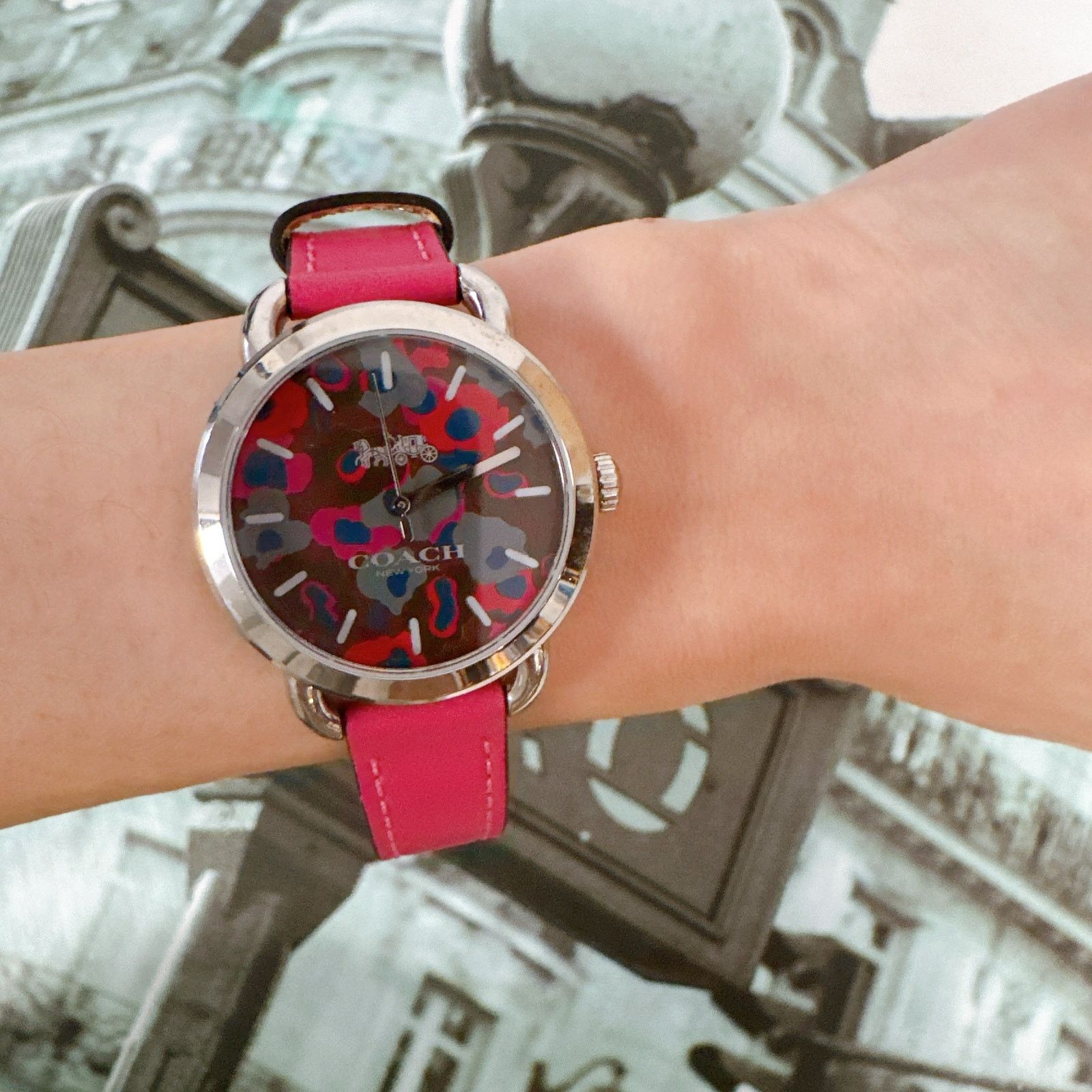 Coach W1534 LEX Leather Strap Watch With Printed Dial