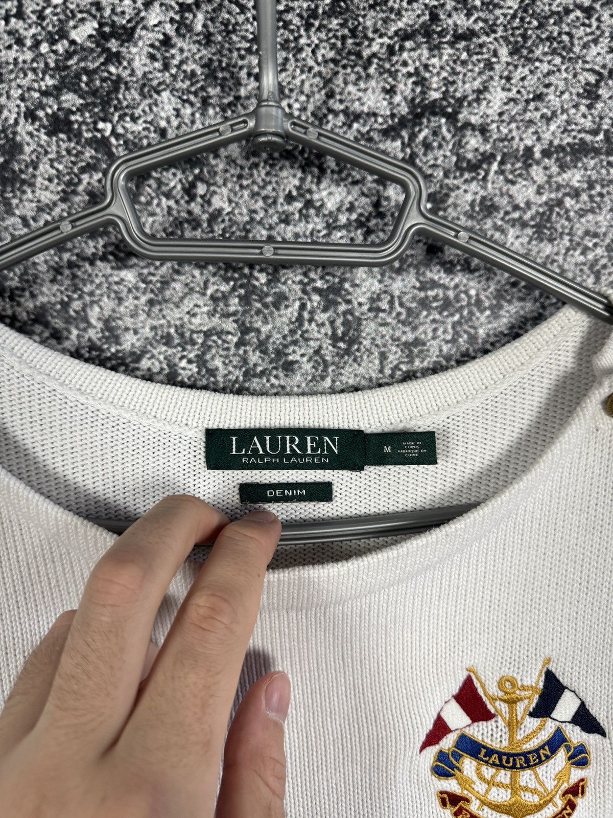 Lauren Ralph Lauren Lauren Ralph Lauren Denim Knit Striped Sweater Anchor Logo Size M / US 6-8 / IT 42-44 - 7 Thumbnail