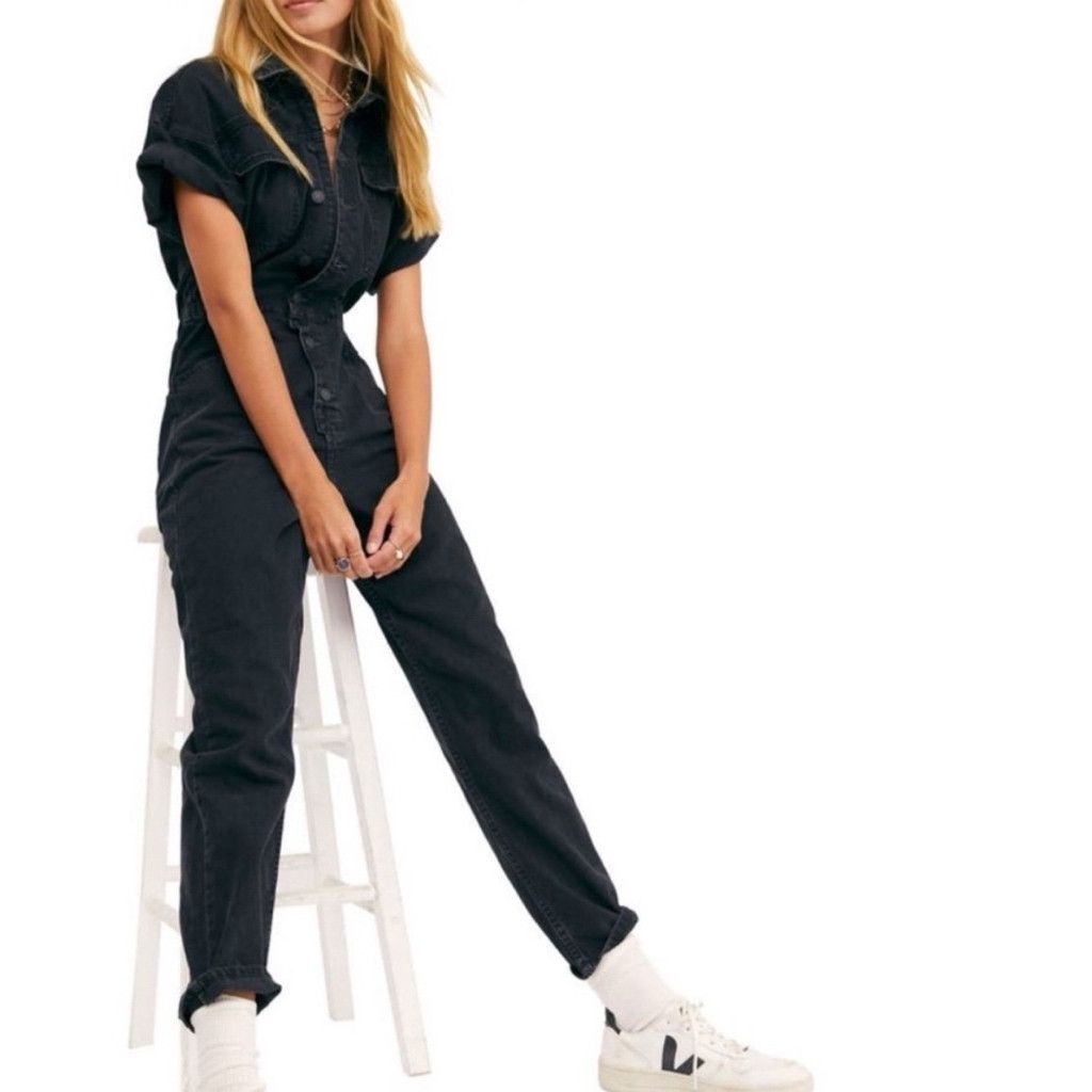 Free People We the Free Marci Denim Jumpsuit XS Size XS / US 0-2 / IT 36-38 - 3 Thumbnail