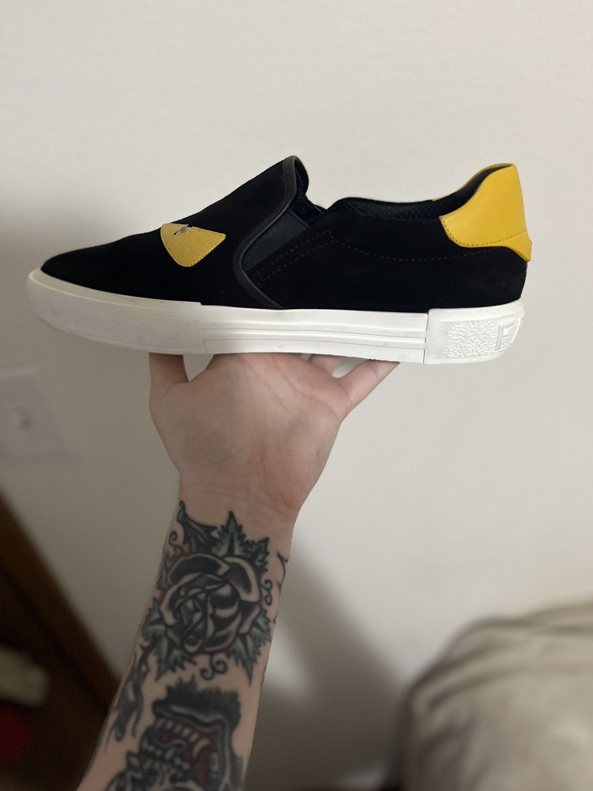 Fendi Mens Fendi Monster Bug Eye Slip-On Sneaker Size US 11 / EU 44 - 9 Thumbnail