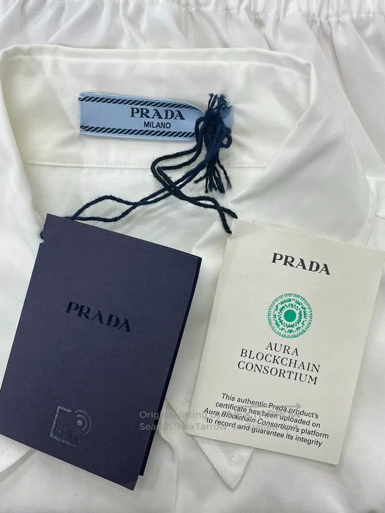 Prada Prada White letter logo short long-sleeved shirt Size XS / US 0-2 / IT 36-38 - 4 Thumbnail