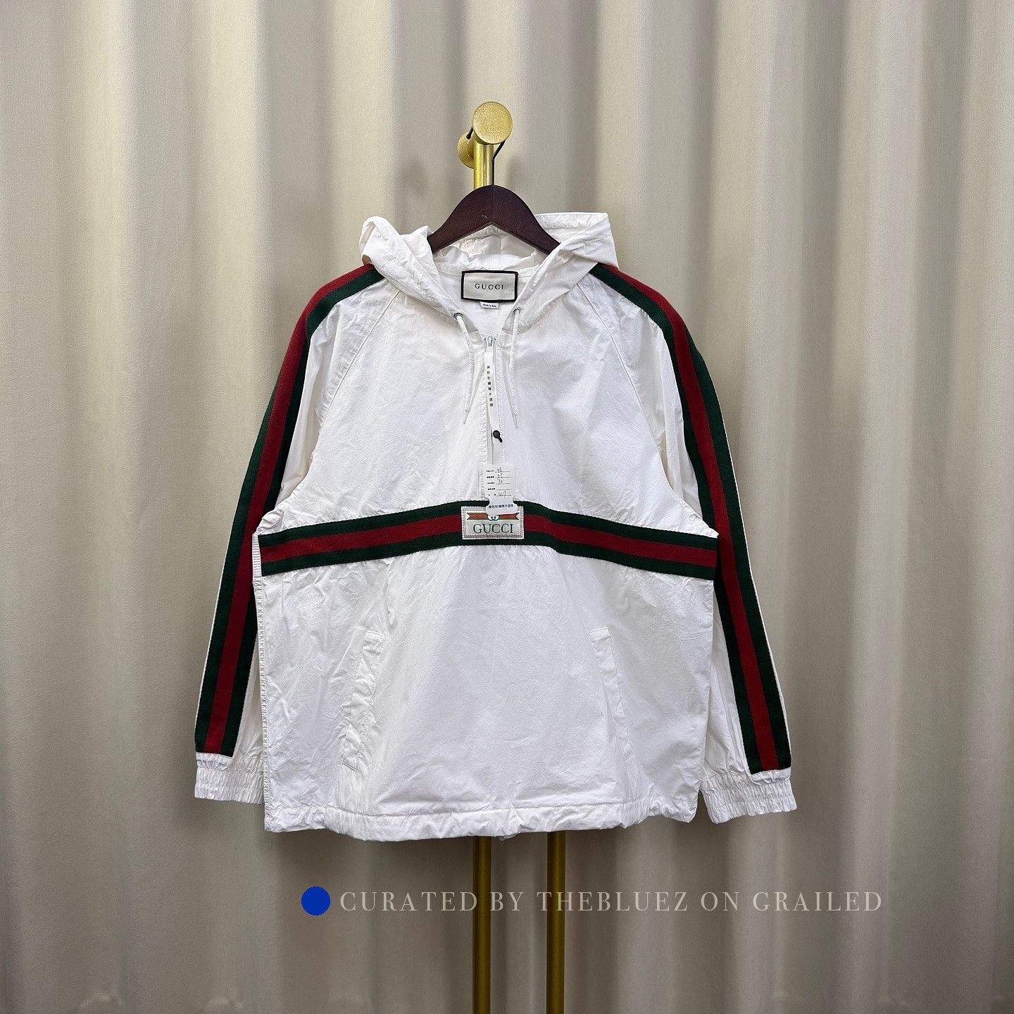 Gucci Web Stripe Half Zip Windbreaker in White Size US M / EU 48-50 / 2 - 1 Thumbnail