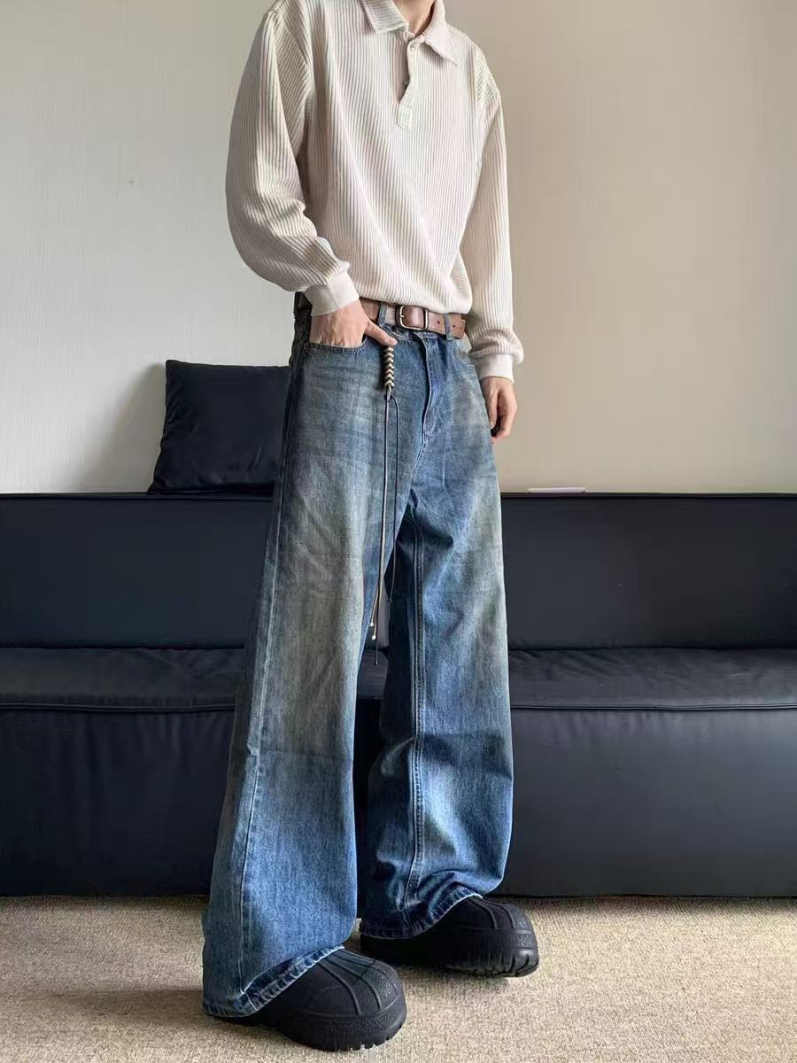 Casual straight leg vintage baggy jeans