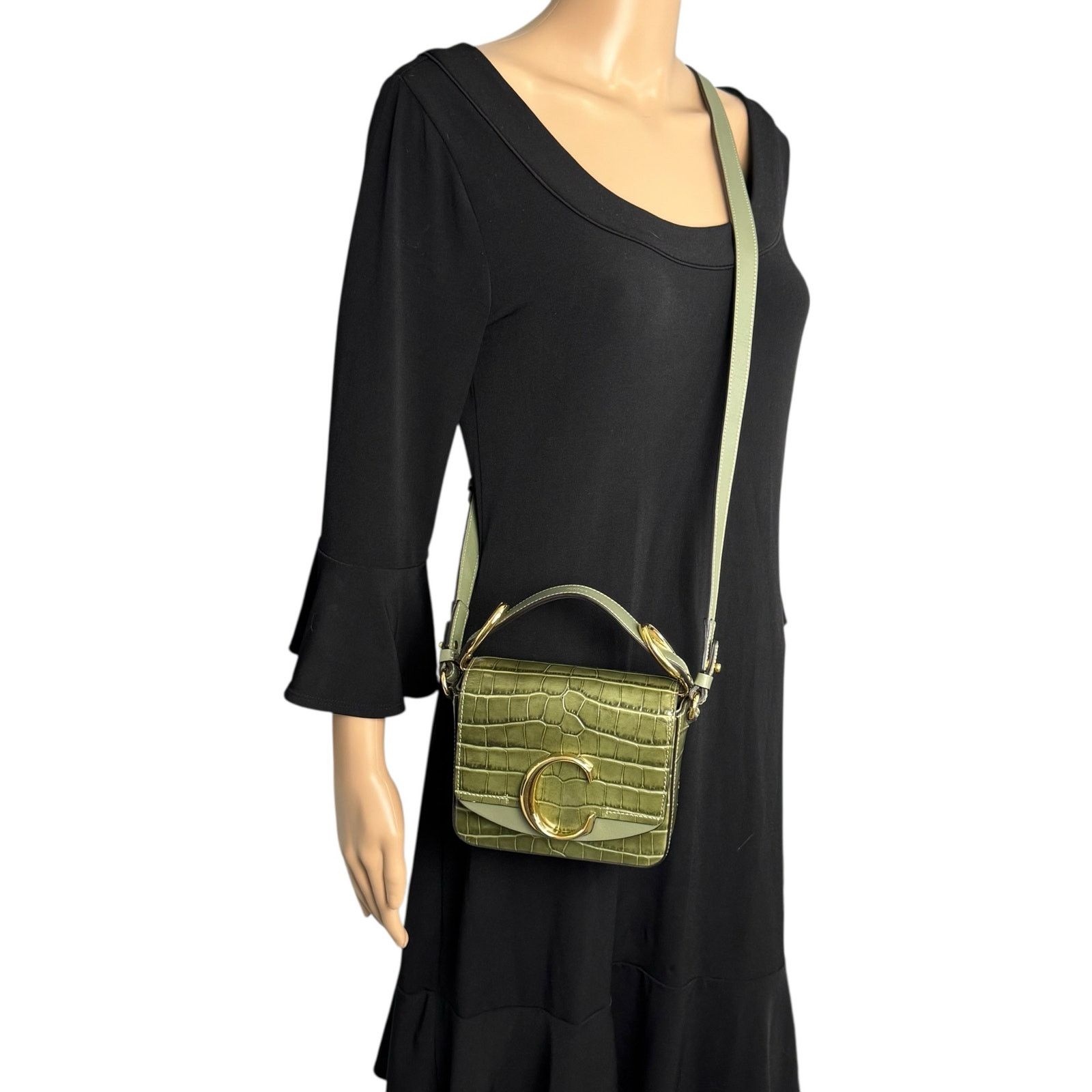 Chloe Chloe Crocodile Embossed Mini C Two Way Bag Size ONE SIZE - 3 Thumbnail