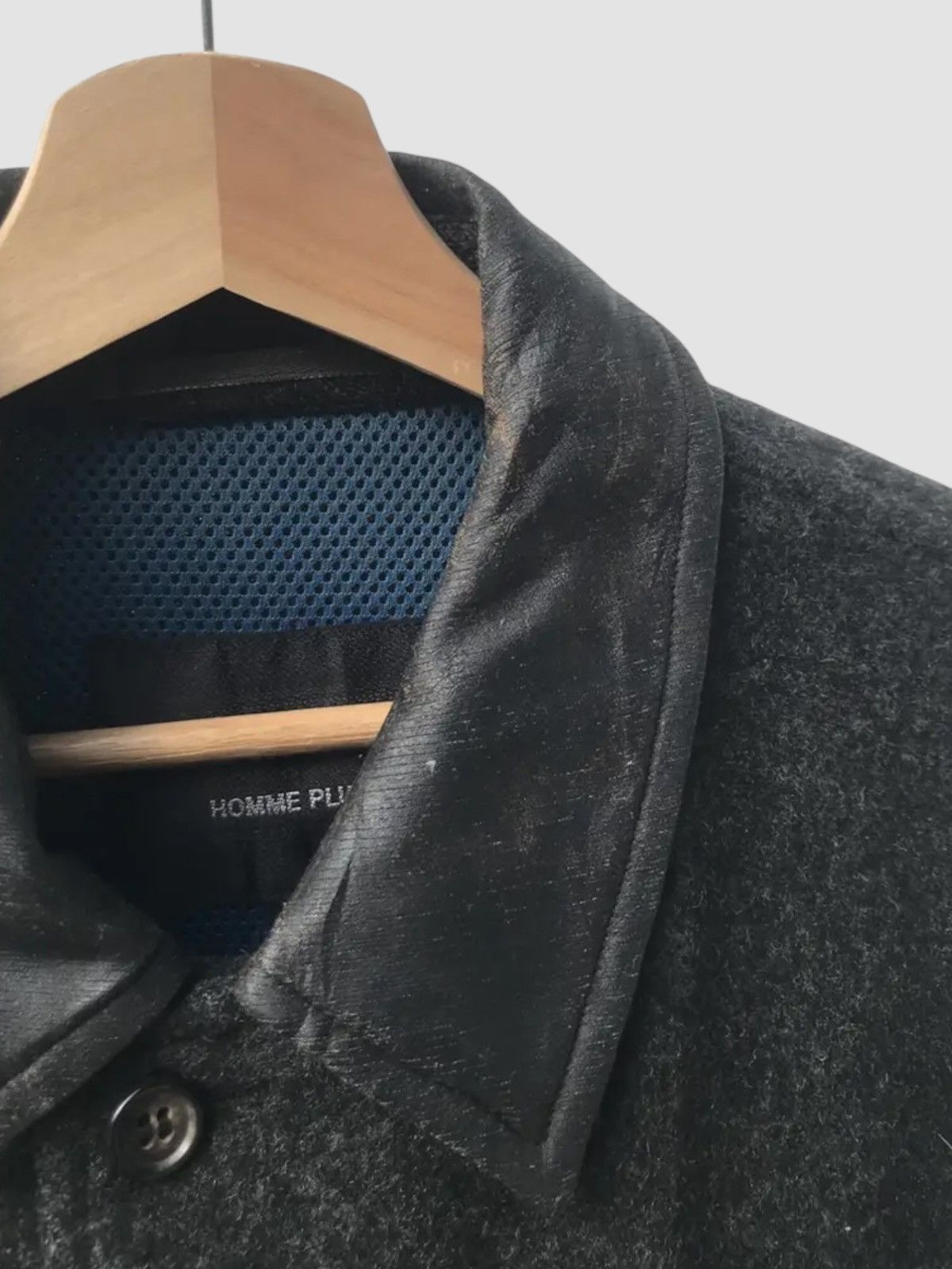 Comme des Garcons Homme Plus Archive AD1995 CdG Homme Plus Leather Collar Wool Coat Size US M / EU 48-50 / 2 - 9 Thumbnail